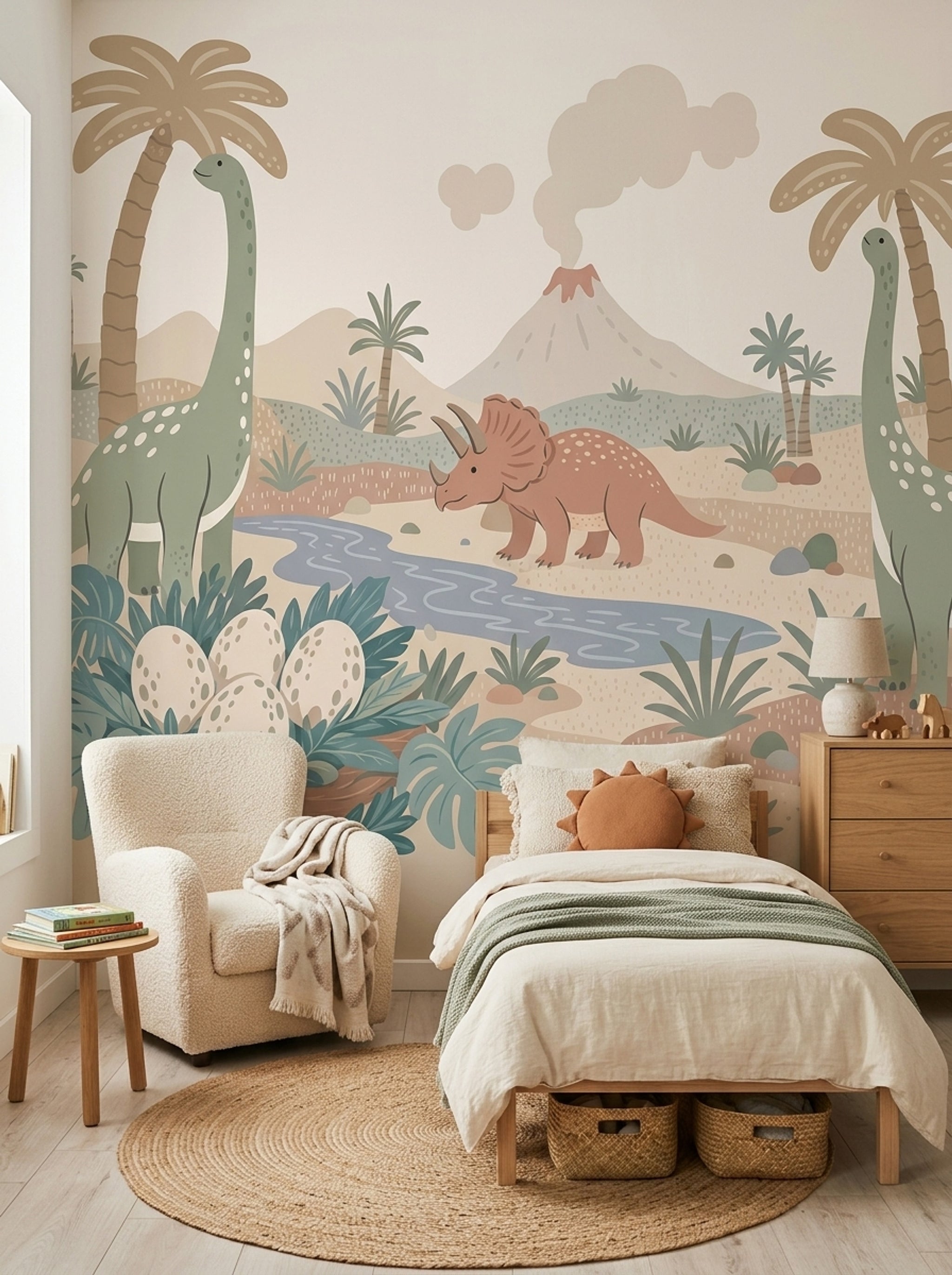 Dinosaur Landscape Wallpaper Prehistoric Scene Tropical Valley Wall Mural