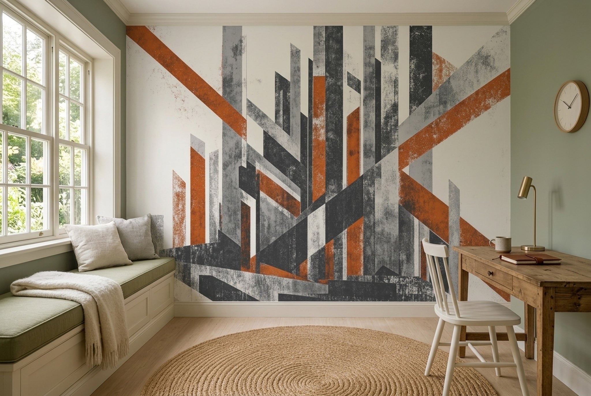 Urban Skyline Wallpaper Geometric Industrial Wall Mural