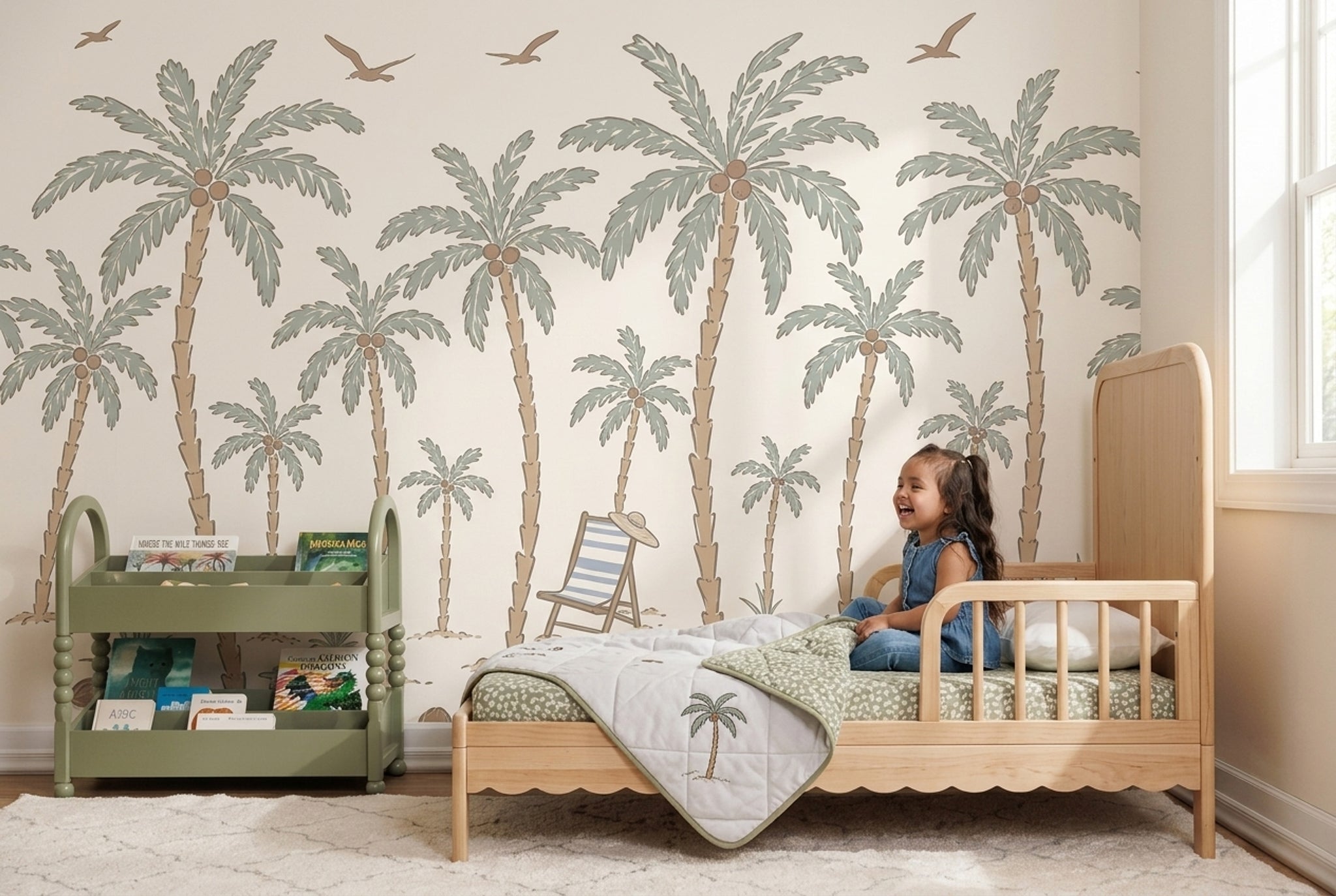 Tropical Beach Wallpaper Seaside Removable Palm Tree Wall Decor