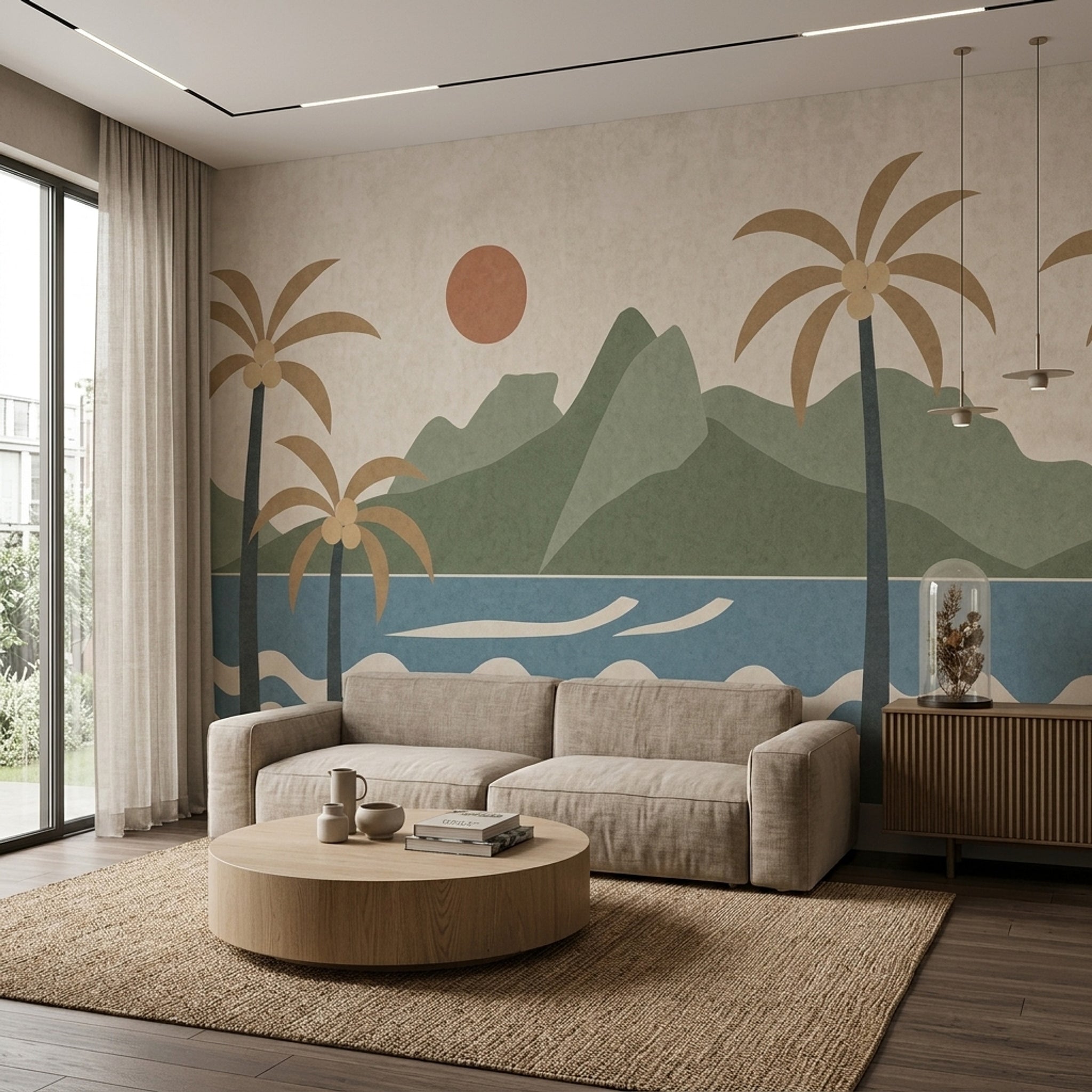 Island Landscape Wallpaper Tropical Coastal Wall Mural