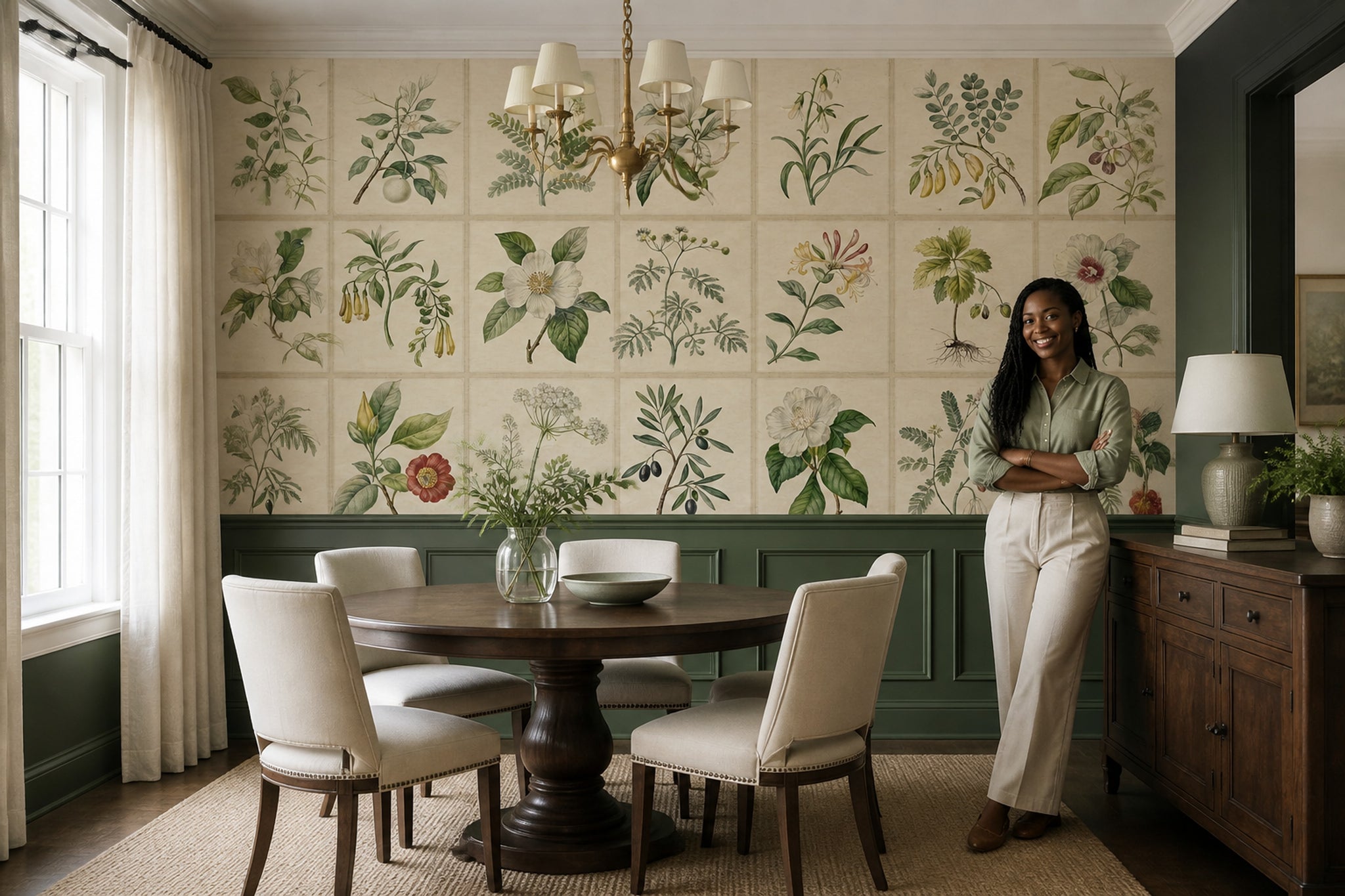 Herbarium Wallpaper Botanical Antique Parchment Removable Wall Decor