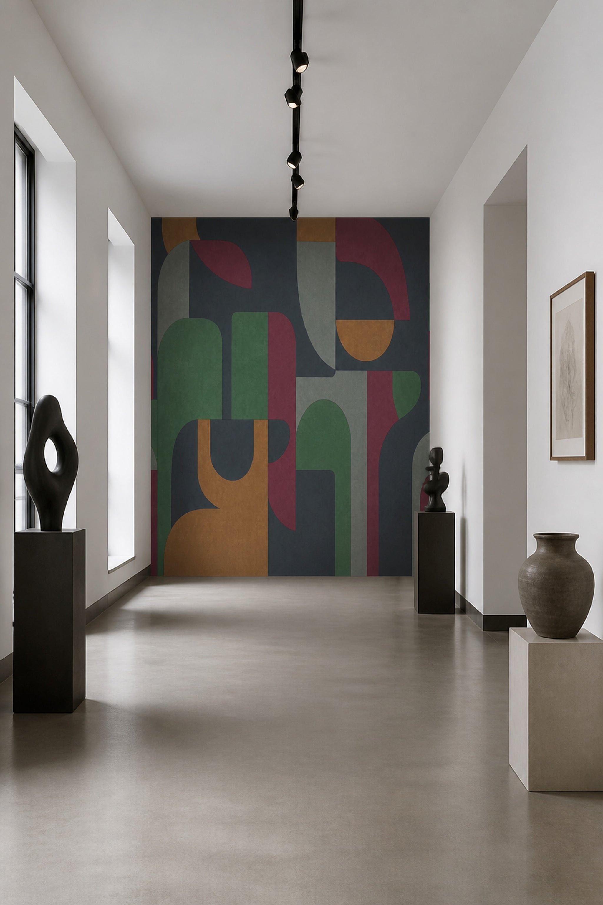 Mid Century Modern Wallpaper Geometric Removable Abstract Wall Decor