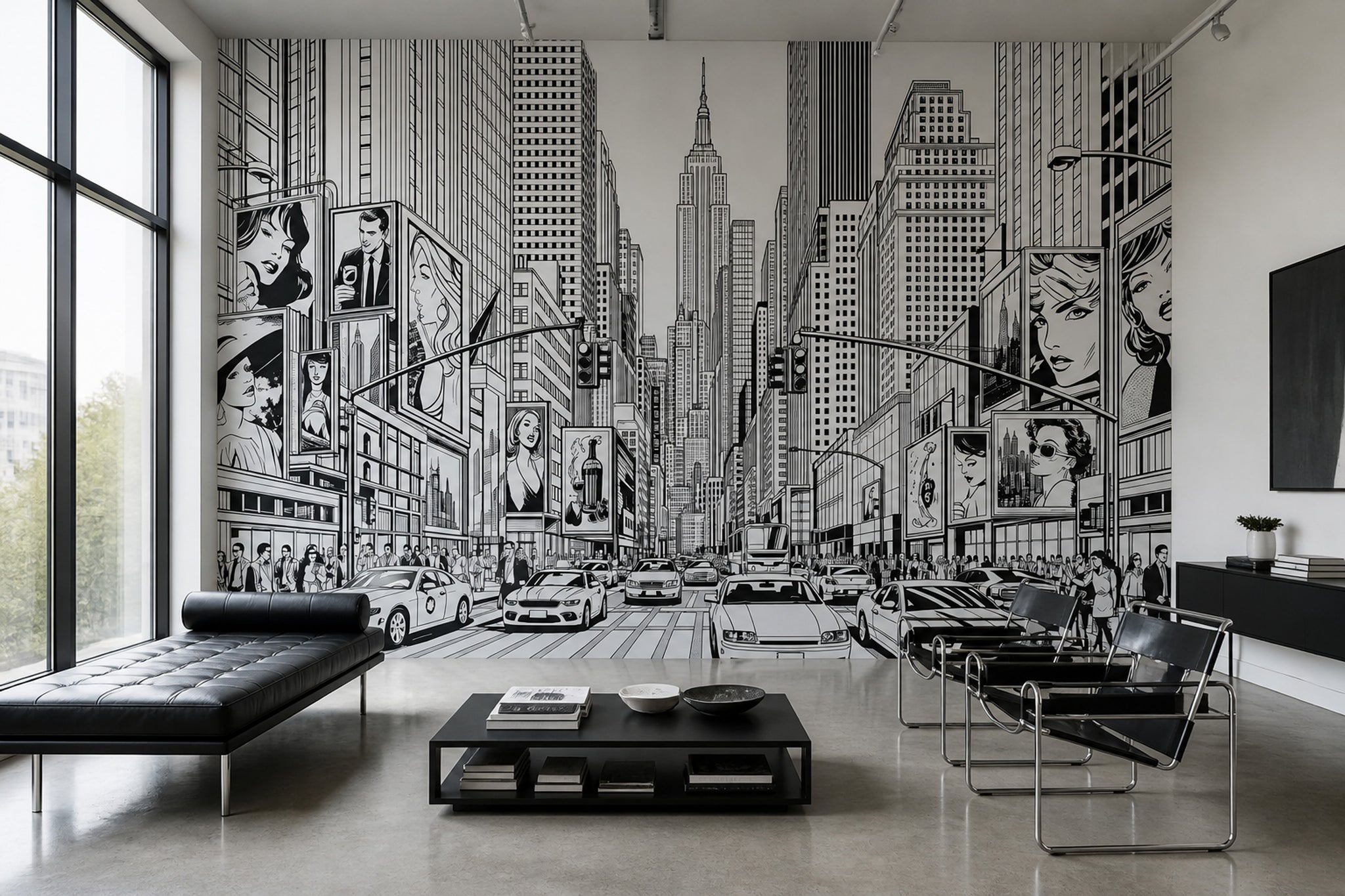 Times Square Wallpaper New York Cityscape Removable Black And White Wall Decor