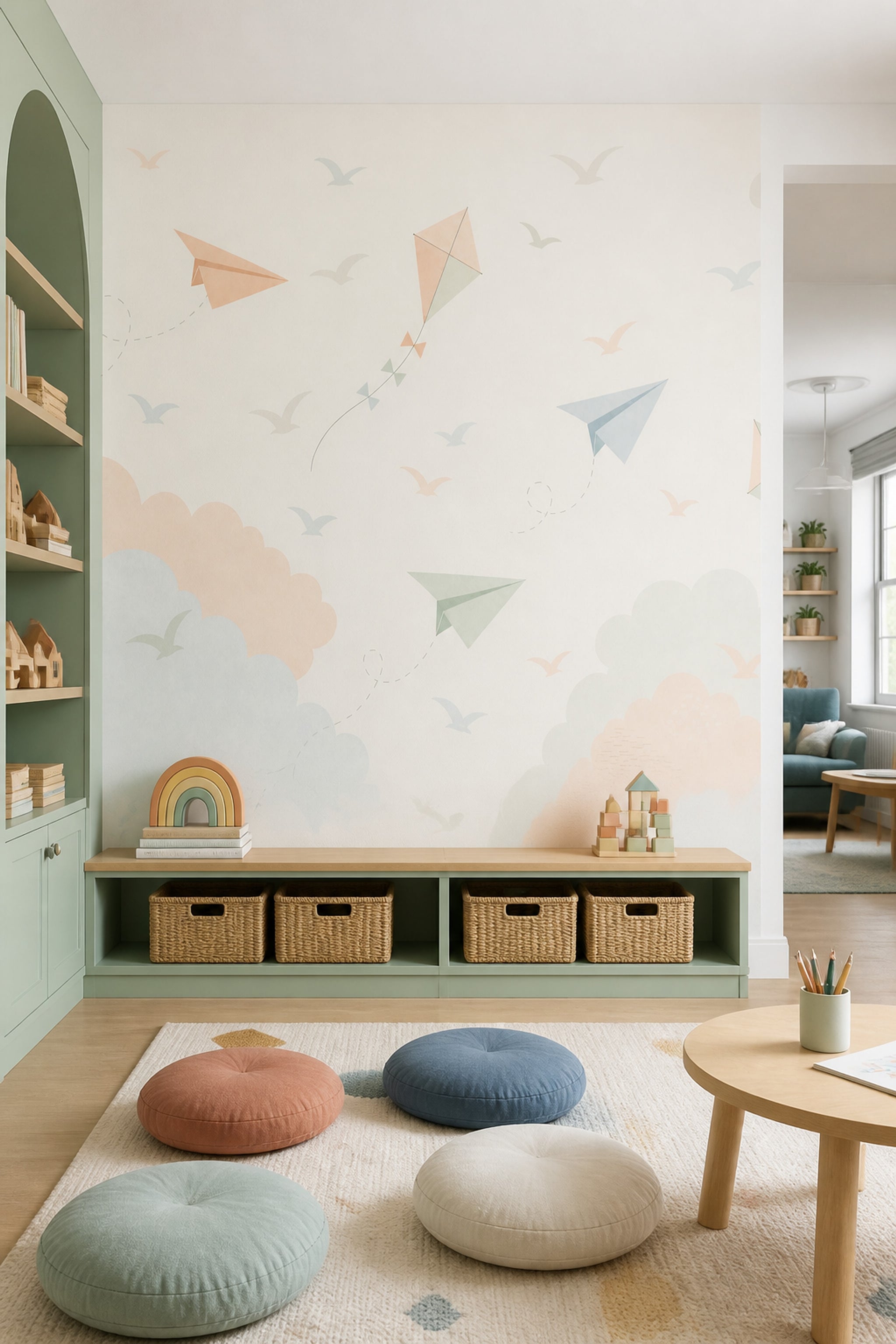Paper Airplanes Wallpaper Kites Nursery Removable Wall Decor