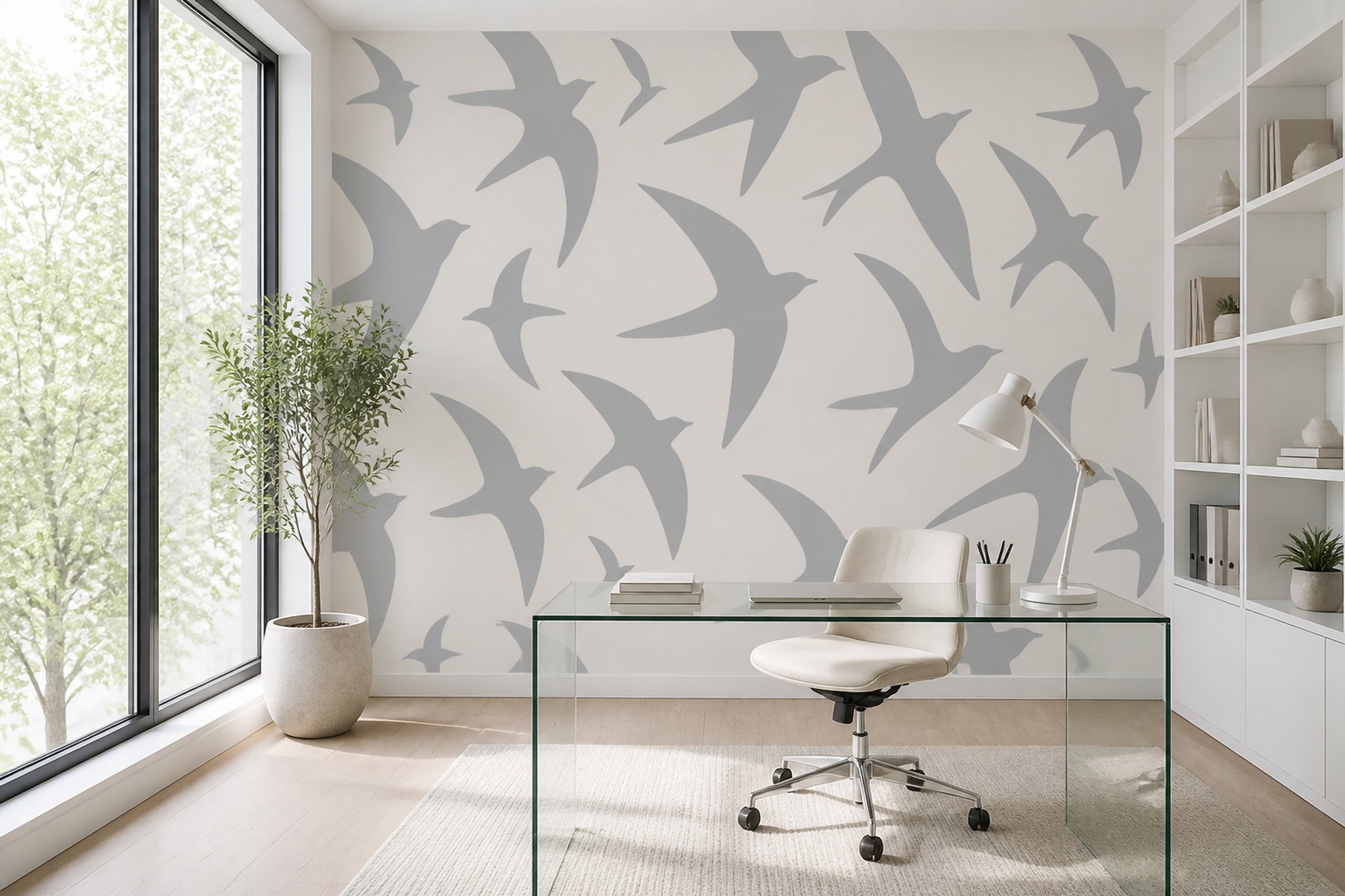 Bird Silhouettes Wallpaper Swallows Removable Flying Birds Wall Decor