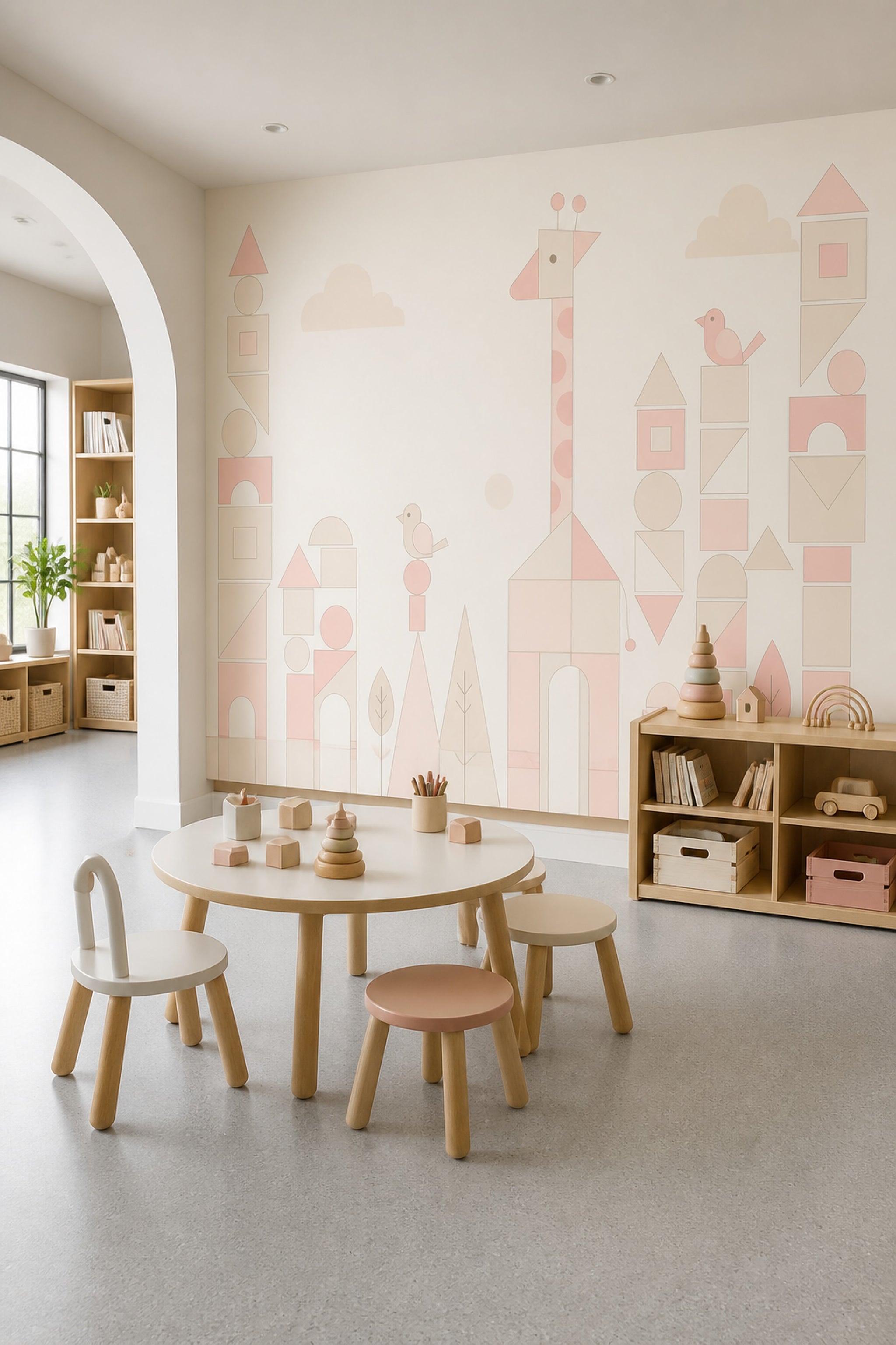 Nursery Wallpaper Pastel Geometric Wall Mural