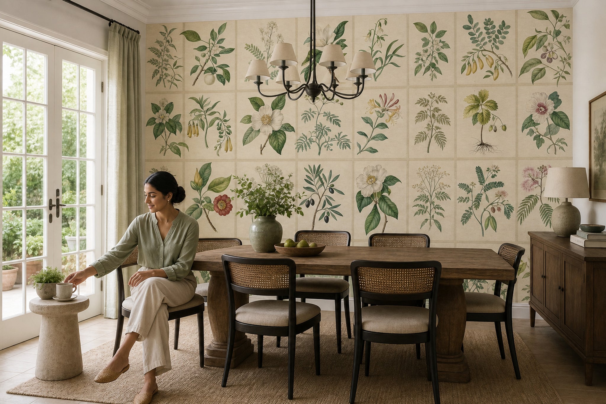 Herbarium Wallpaper Botanical Antique Parchment Removable Wall Decor