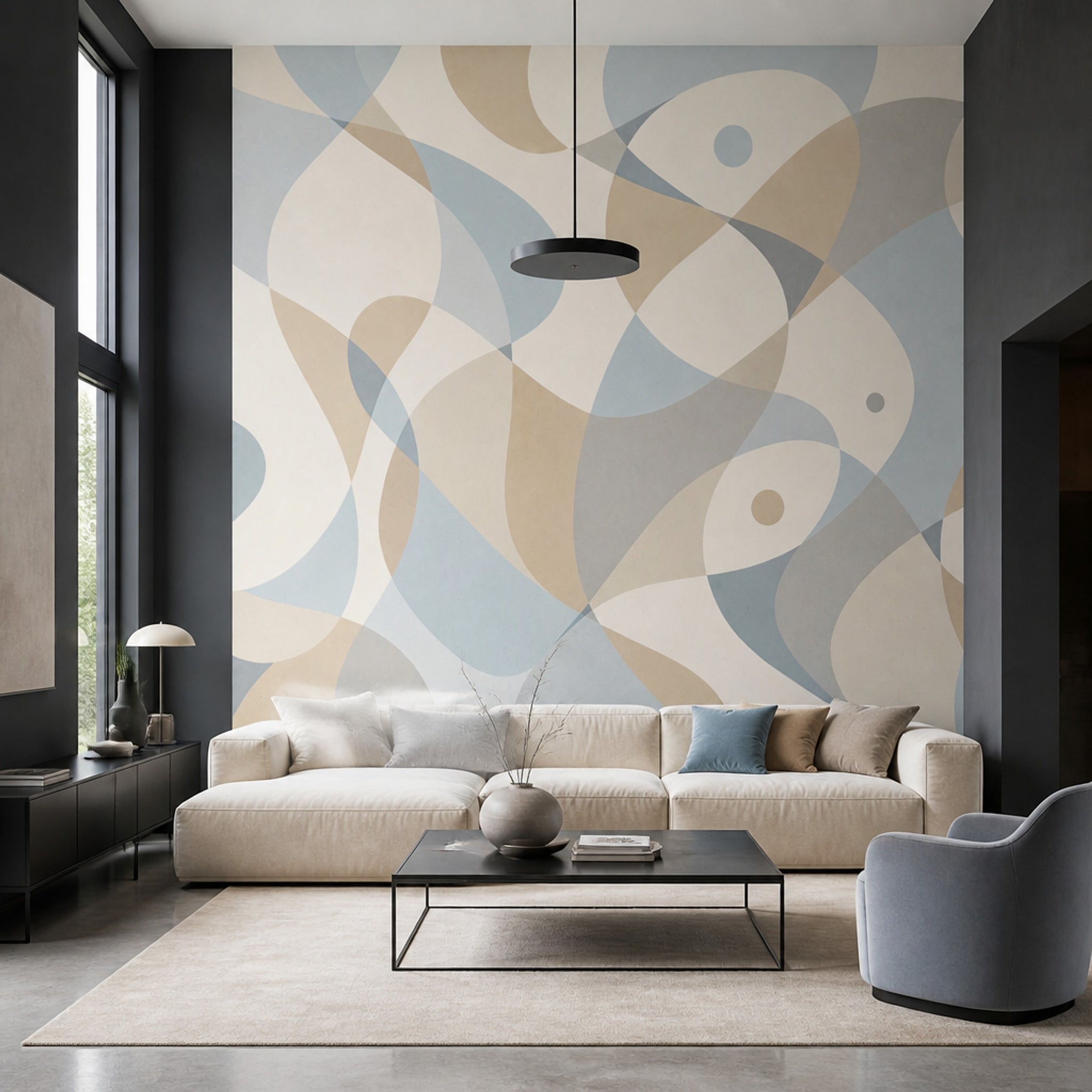 Abstract Wallpaper Geometric Organic Shapes Wall Mural