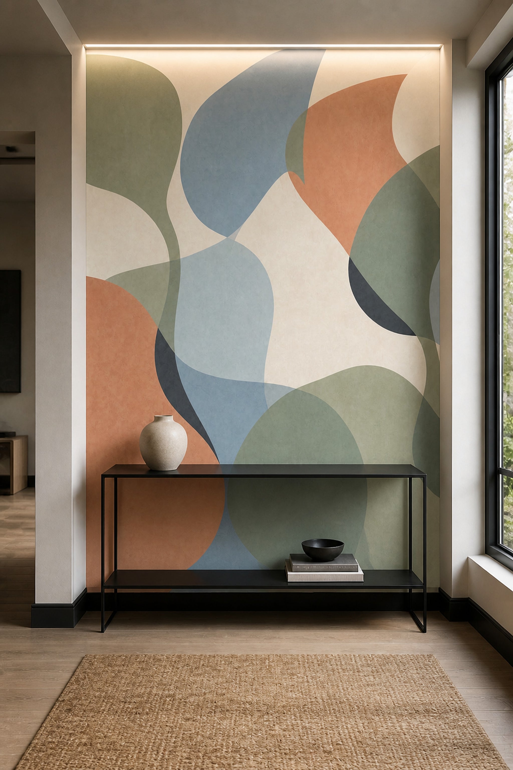 Mid Century Modern Wallpaper Geometric Shapes Removable Abstract Wall Decor