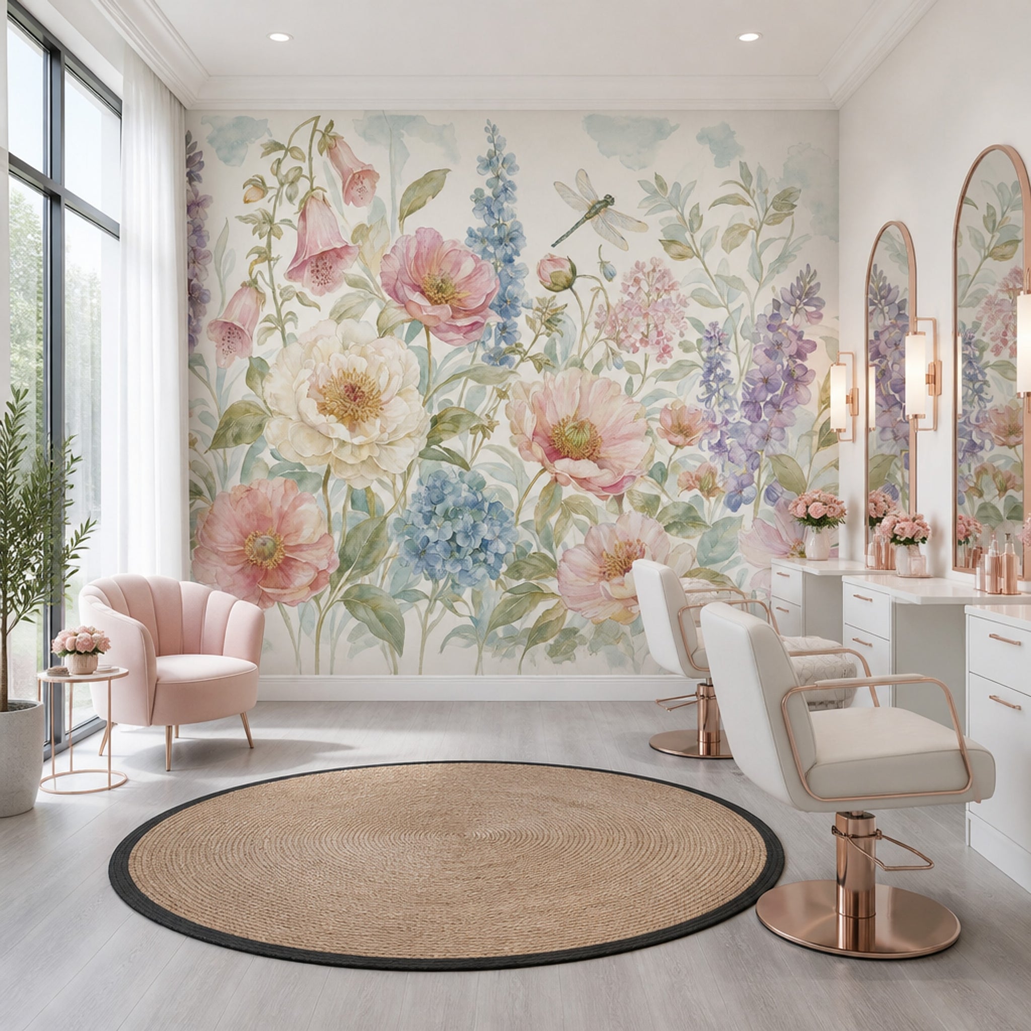 Watercolor Floral Wallpaper Botanical Garden Pastel Flowers Wall Mural