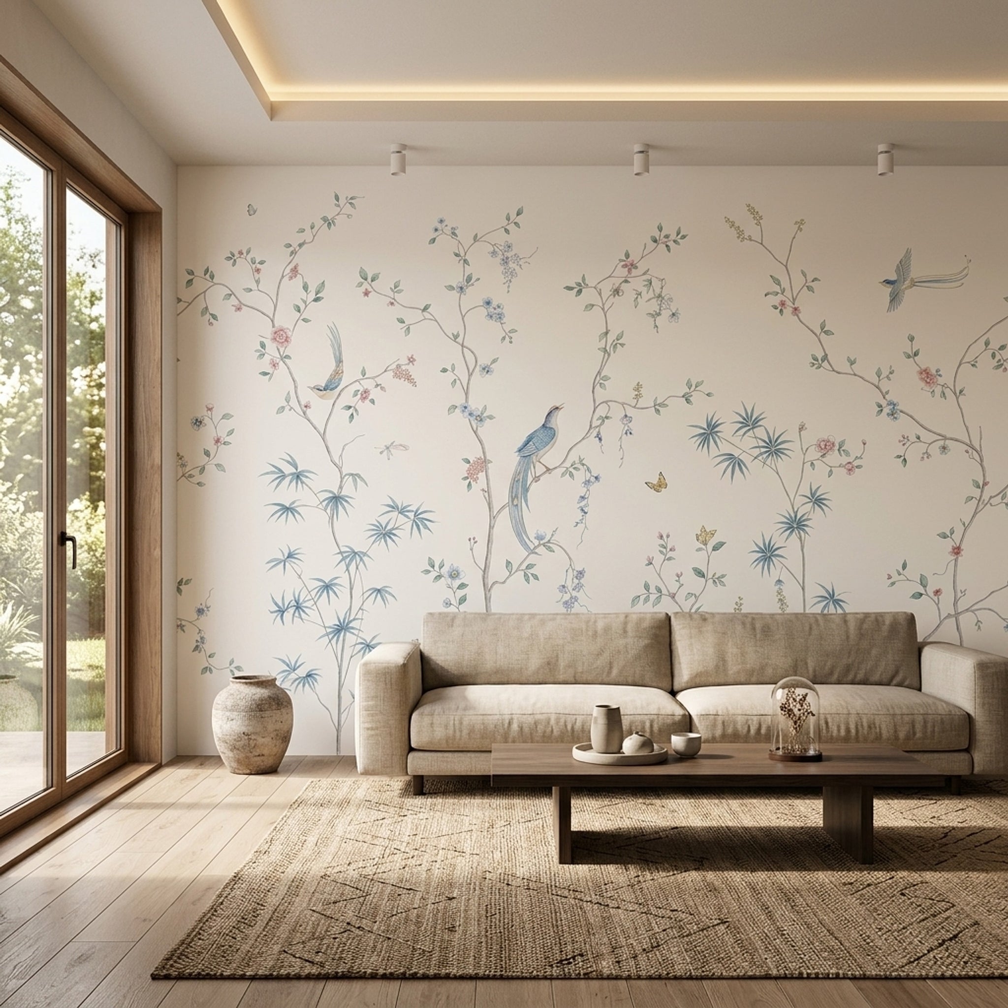 Chinoiserie Wallpaper Floral Birds Removable Wall Decor