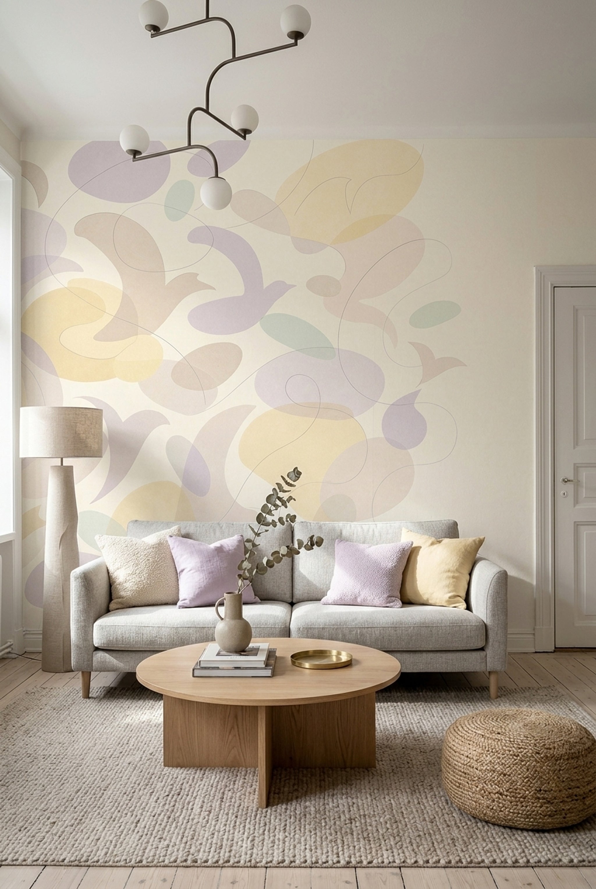 Abstract Wallpaper Cream Background Pastel Wall Mural