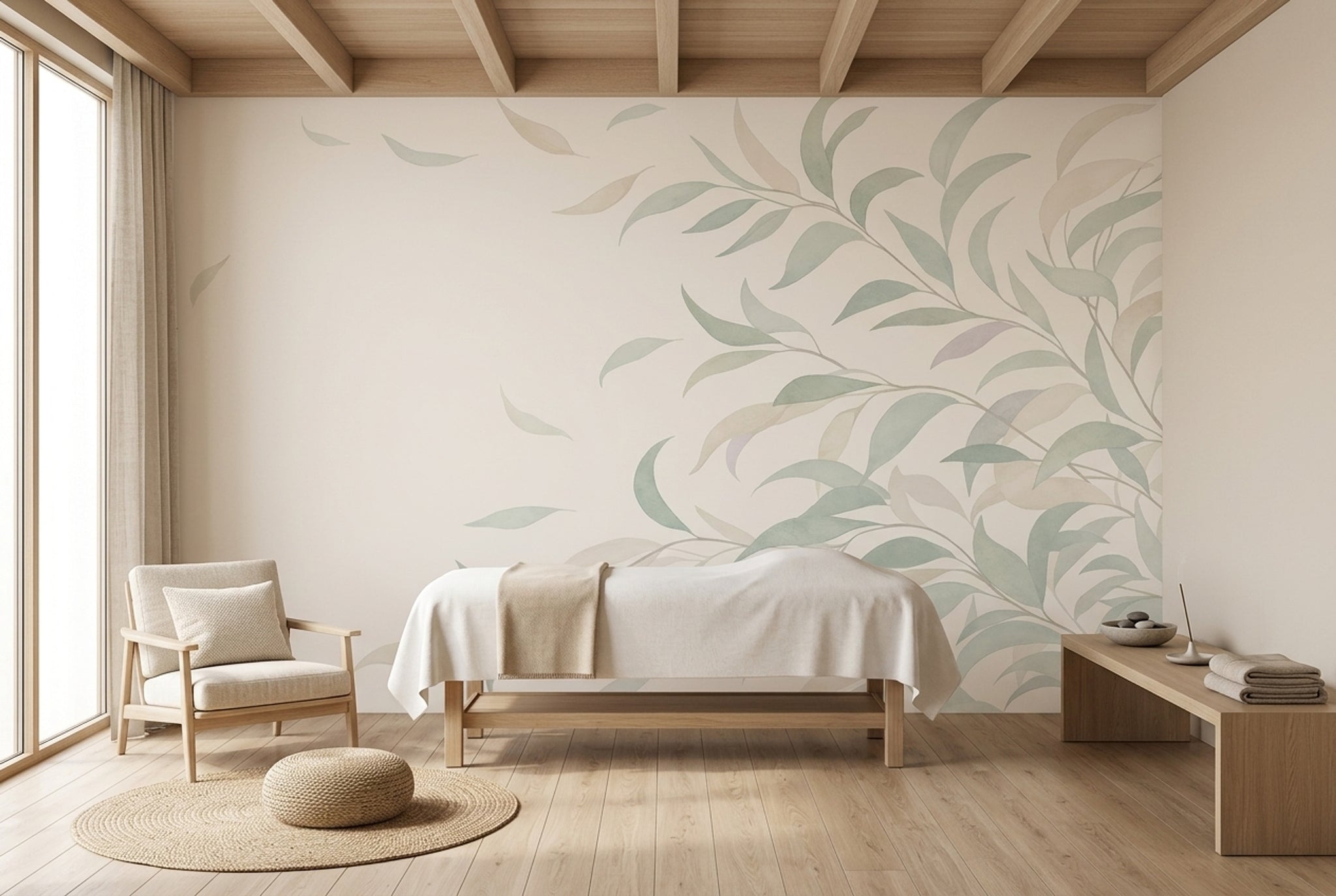 Botanical Wallpaper Leafy Branches Watercolor Wall Mural