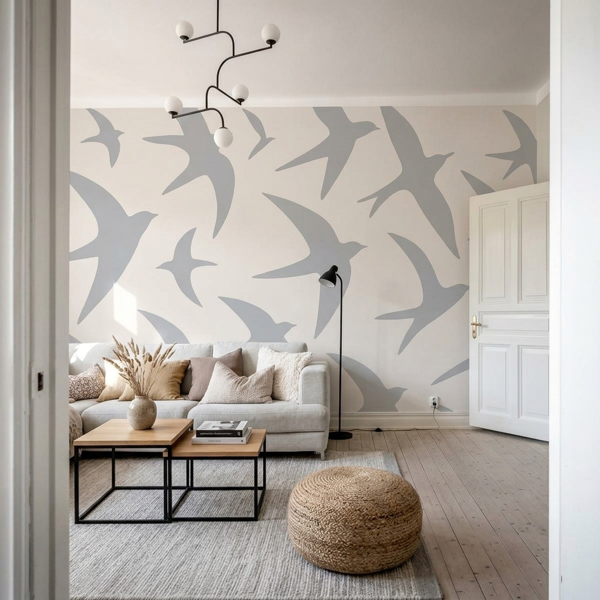Bird Silhouettes Wallpaper Swallows Removable Flying Birds Wall Decor