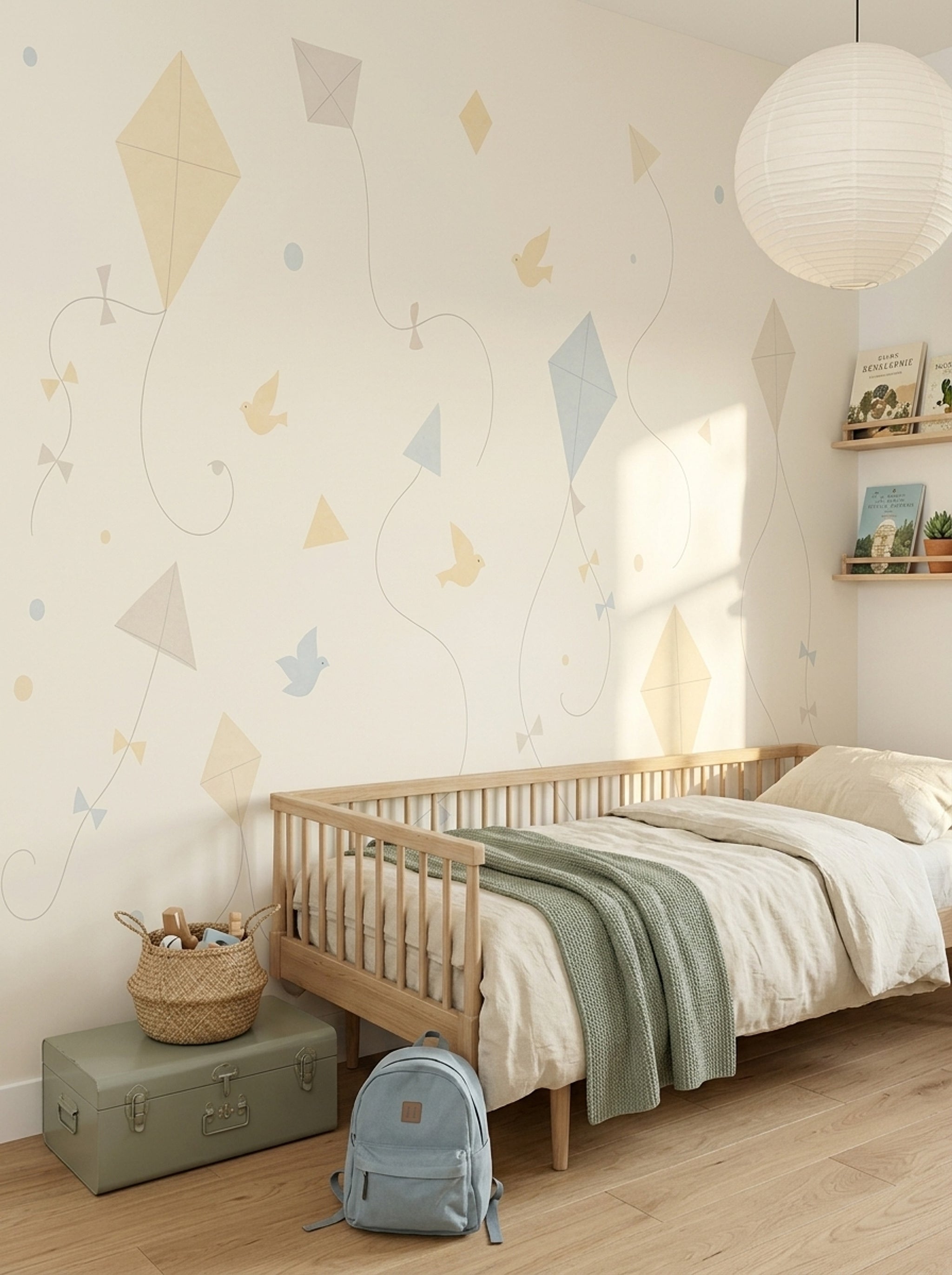 Kites Wallpaper Pastel Cream Background Wall Mural