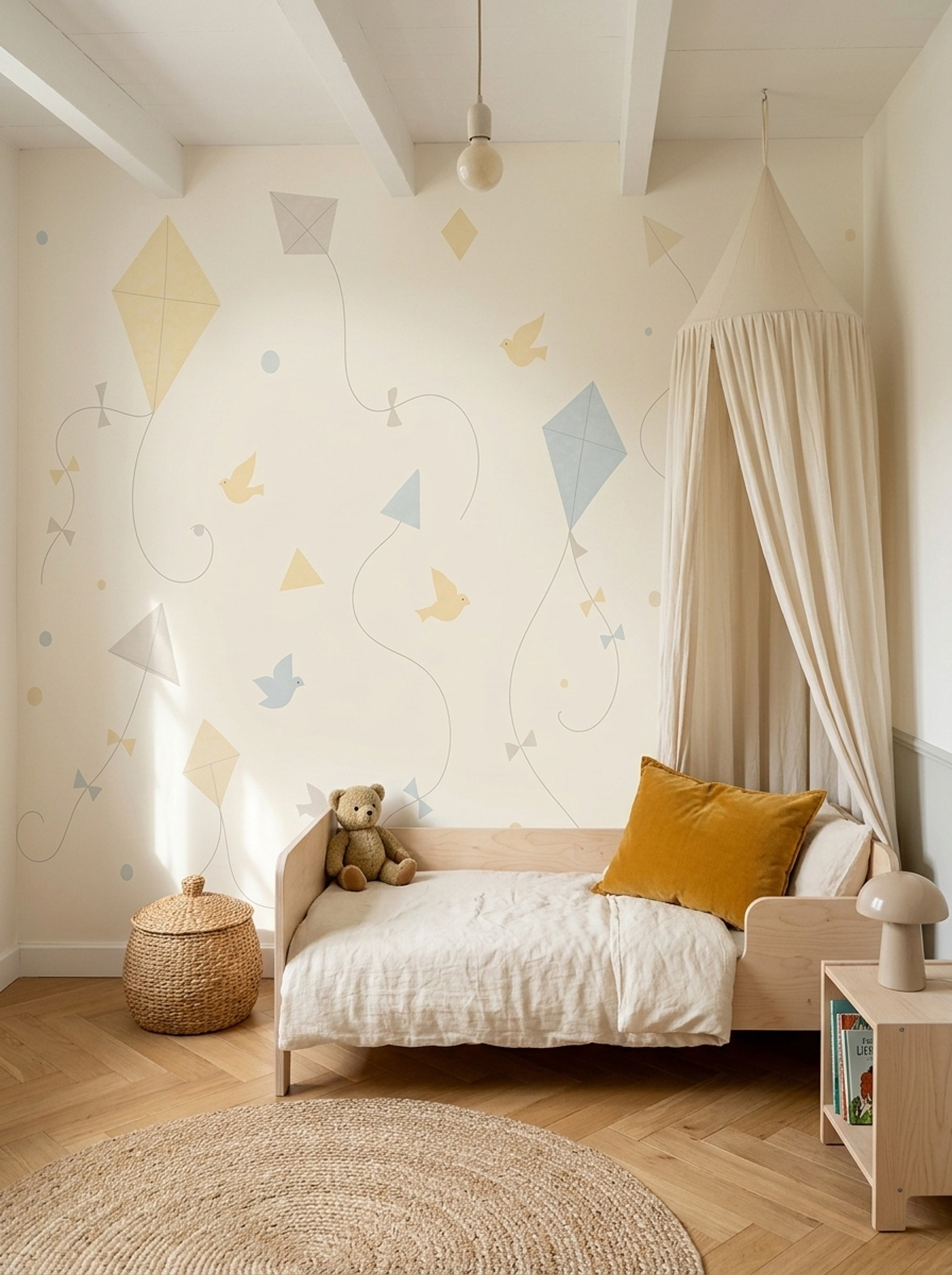 Kites Wallpaper Pastel Cream Background Wall Mural