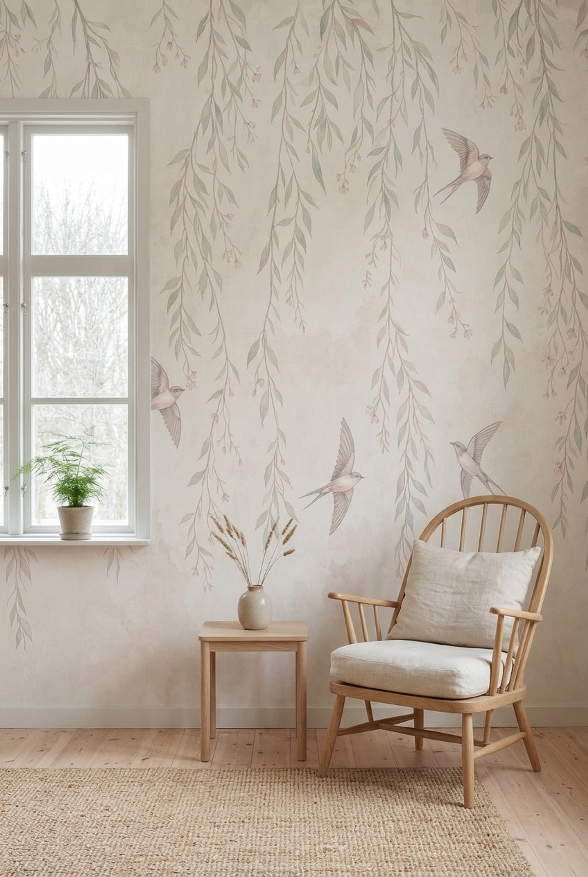 Watercolor Wallpaper Botanical Birds Wall Mural