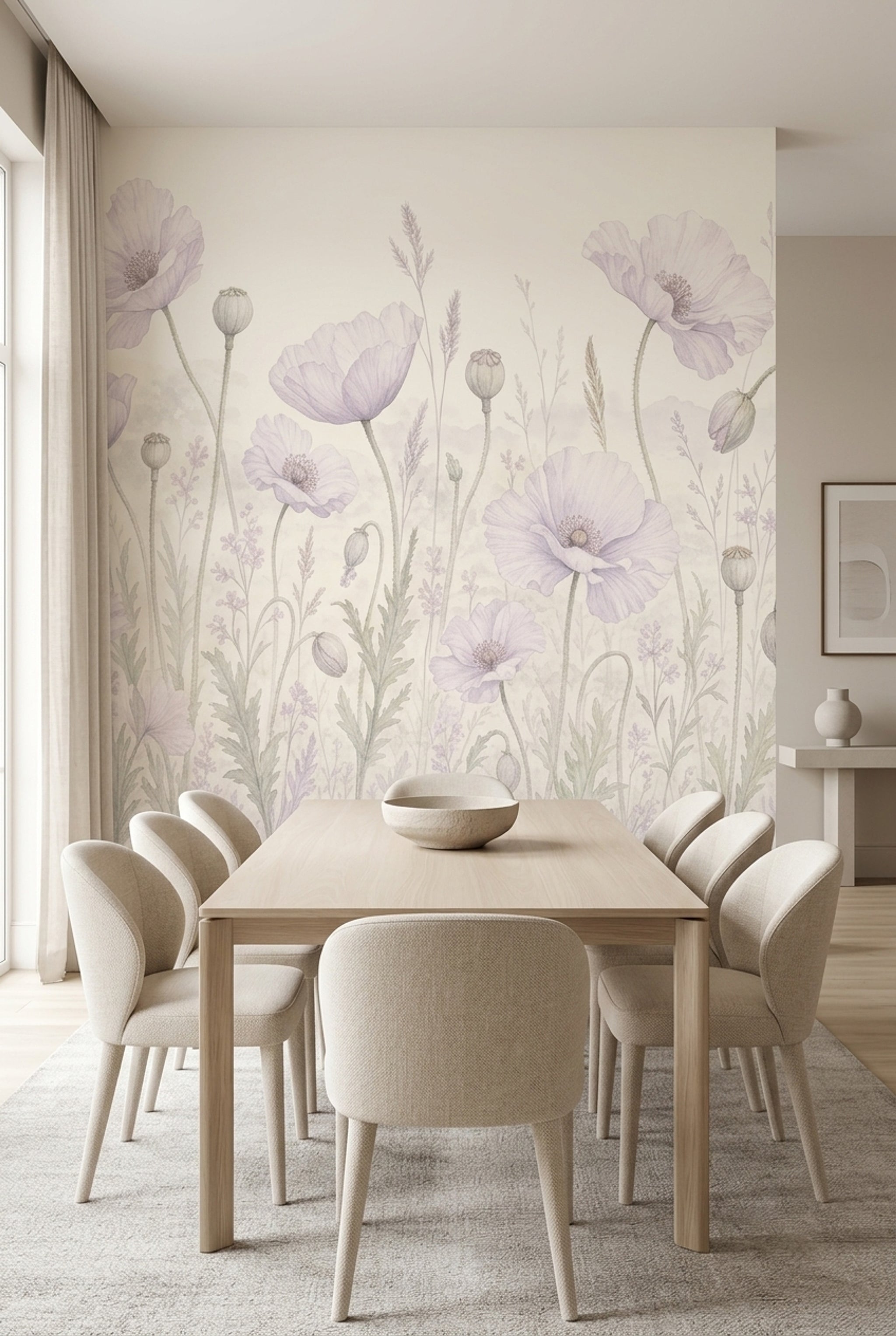 Watercolor Wallpaper Poppies Removable Wildflower Meadow Wall Decor