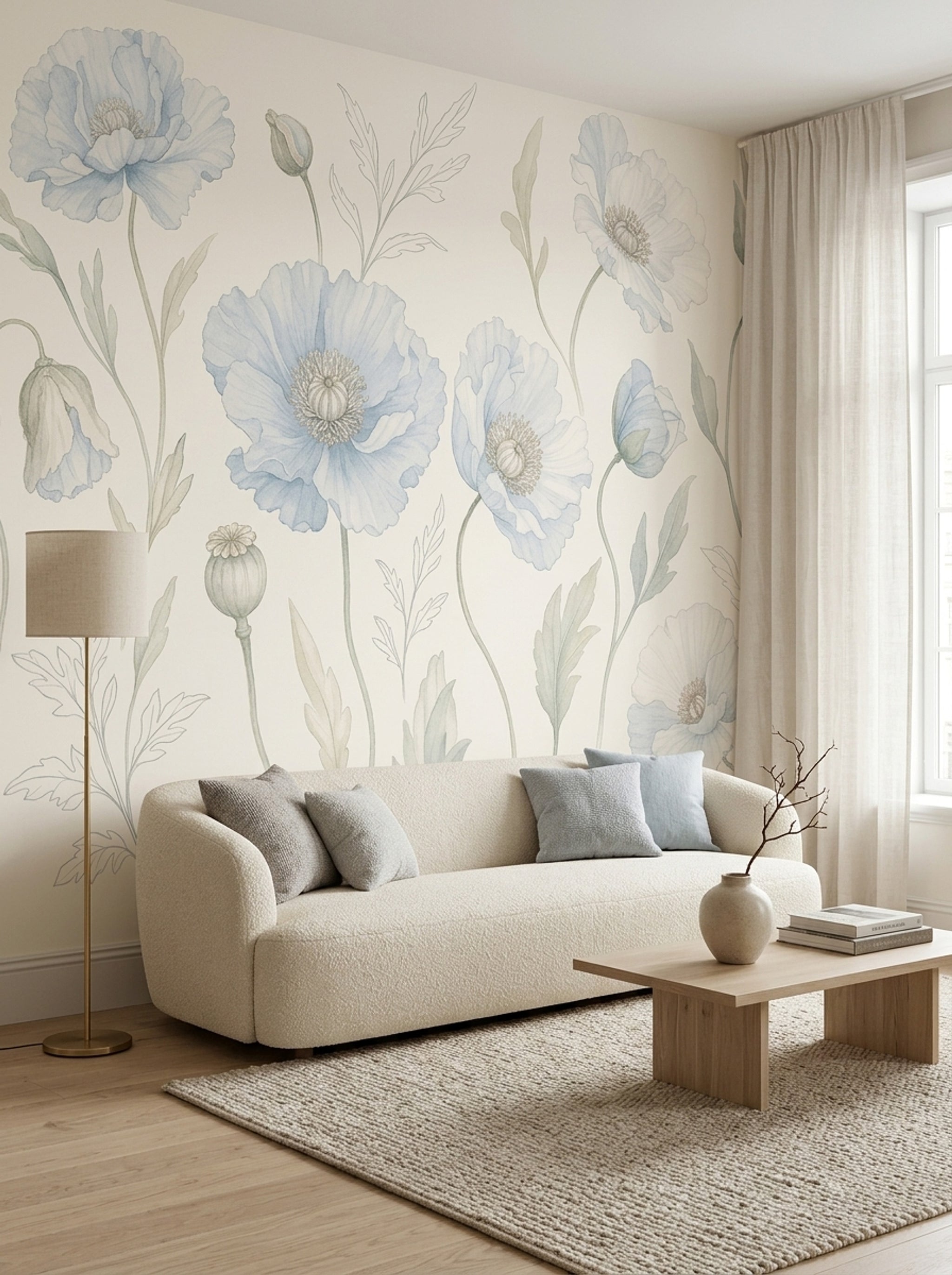 Poppies Wallpaper Botanical Floral Wall Mural