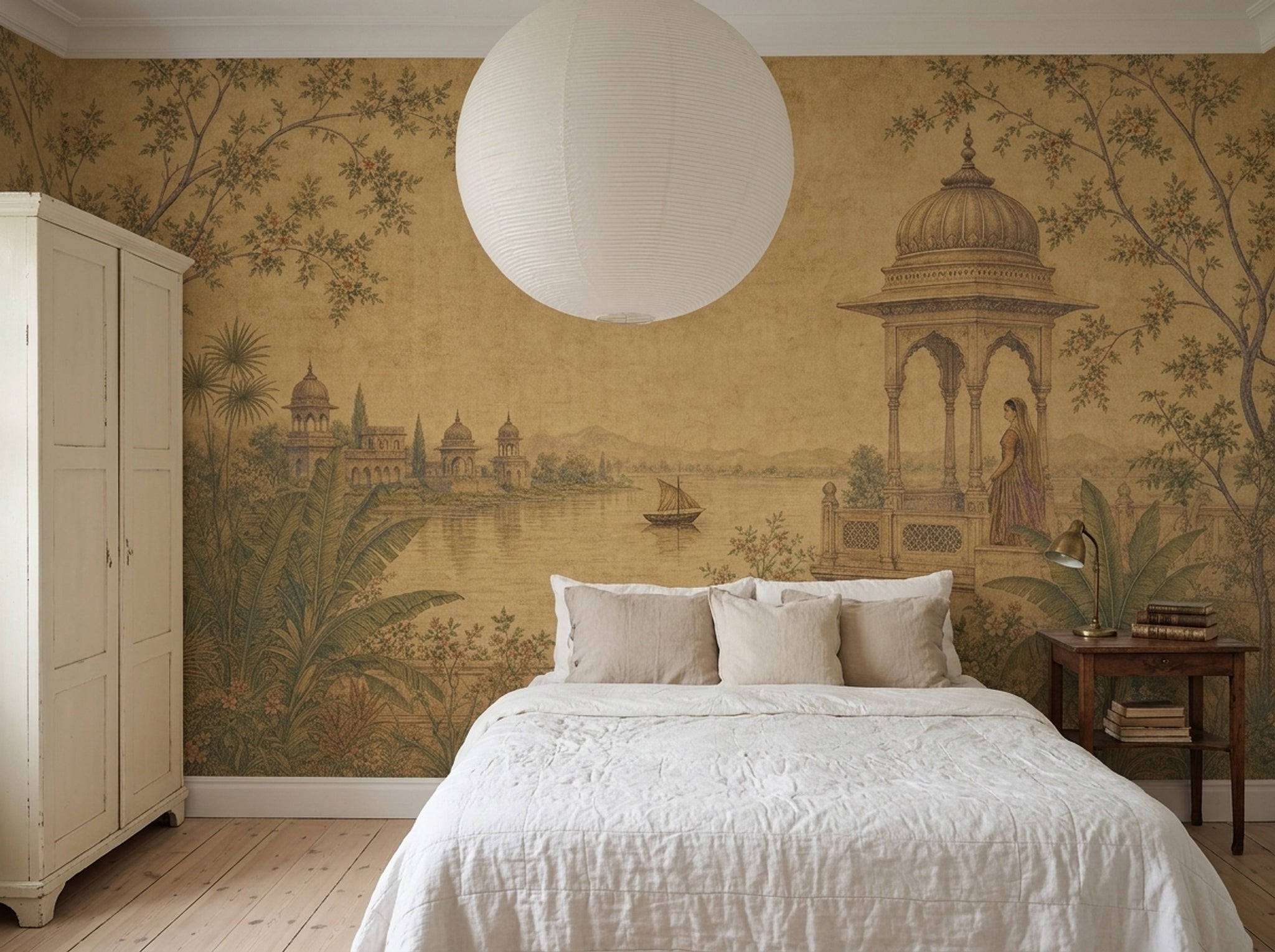 Indian Landscape Wallpaper Mughal Garden Peacock Wall Mural