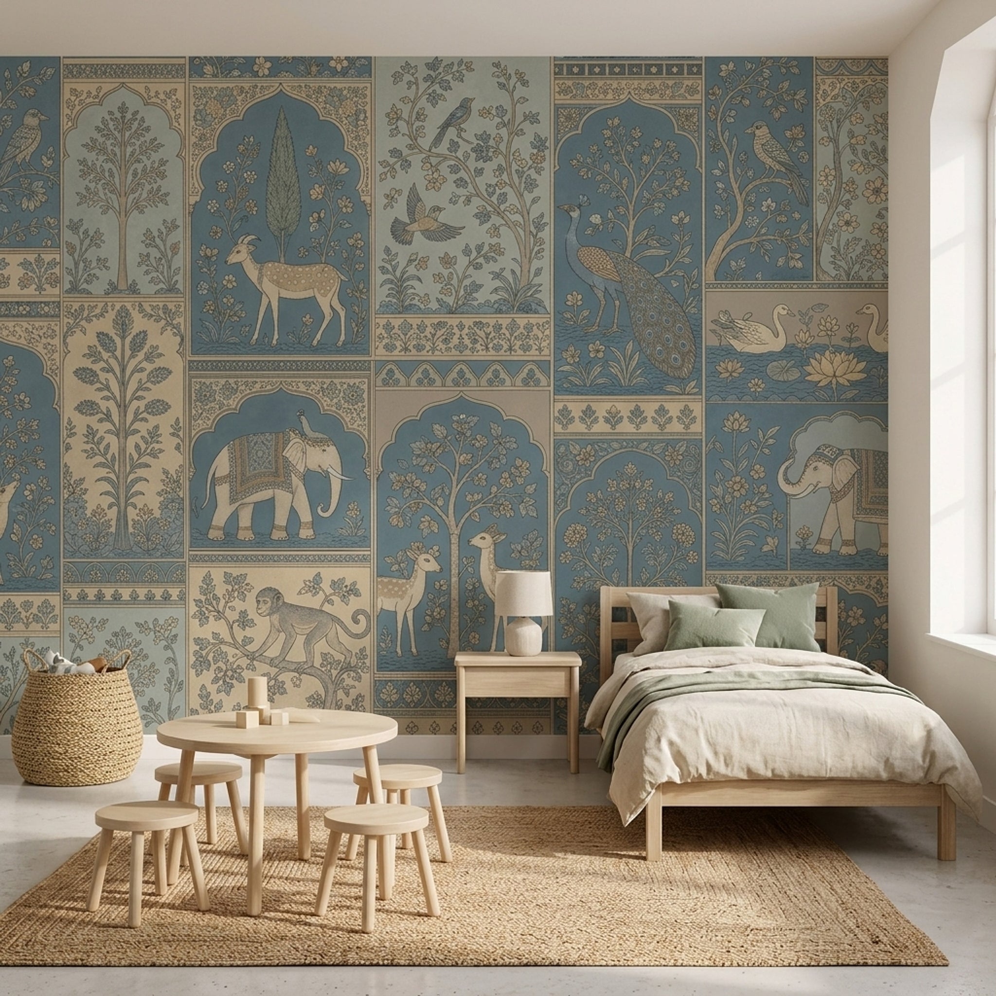 Indian Inspired Wallpaper Mughal Garden Toile Removable Wall Decor