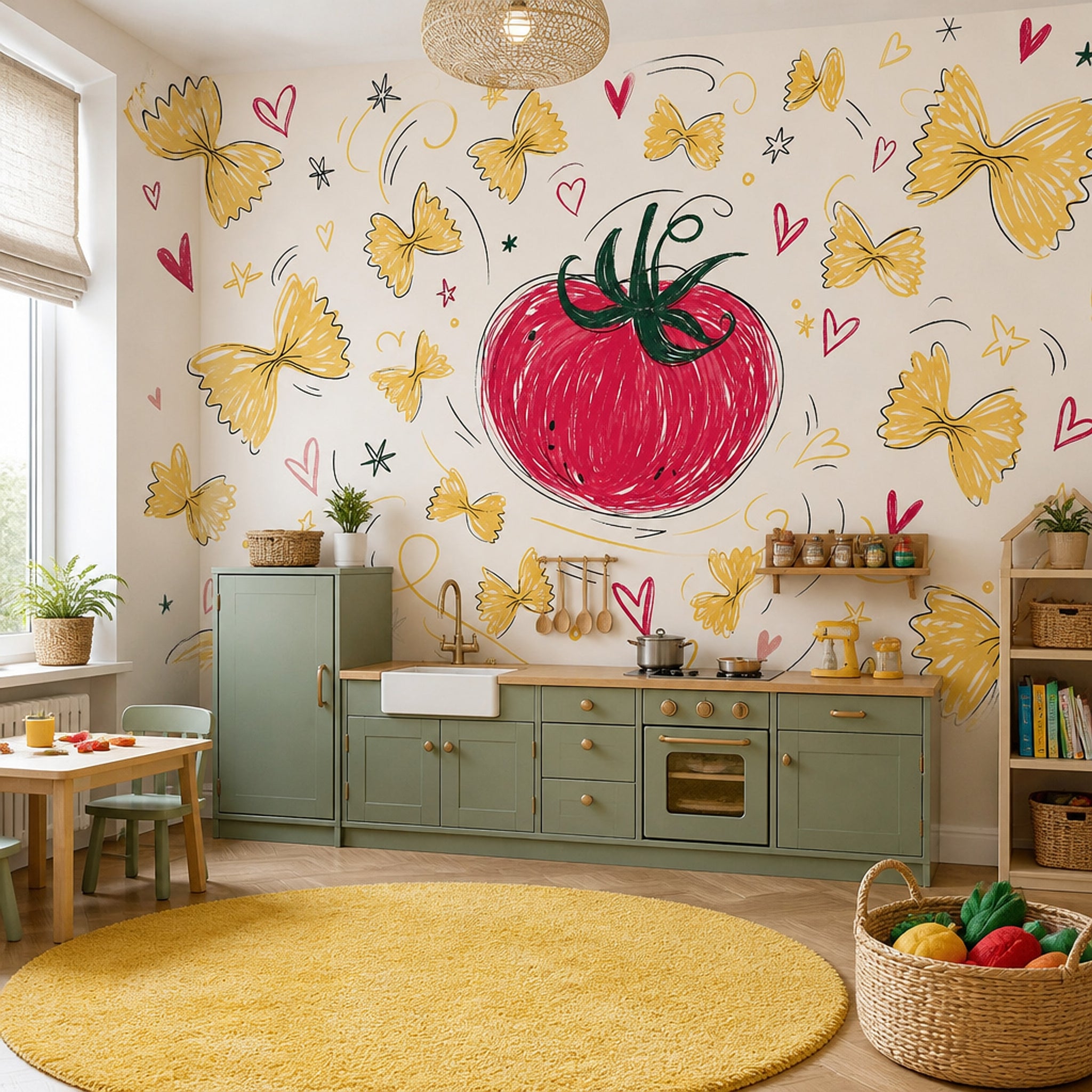 Farfalle Wallpaper Tomato Italian Wall Mural