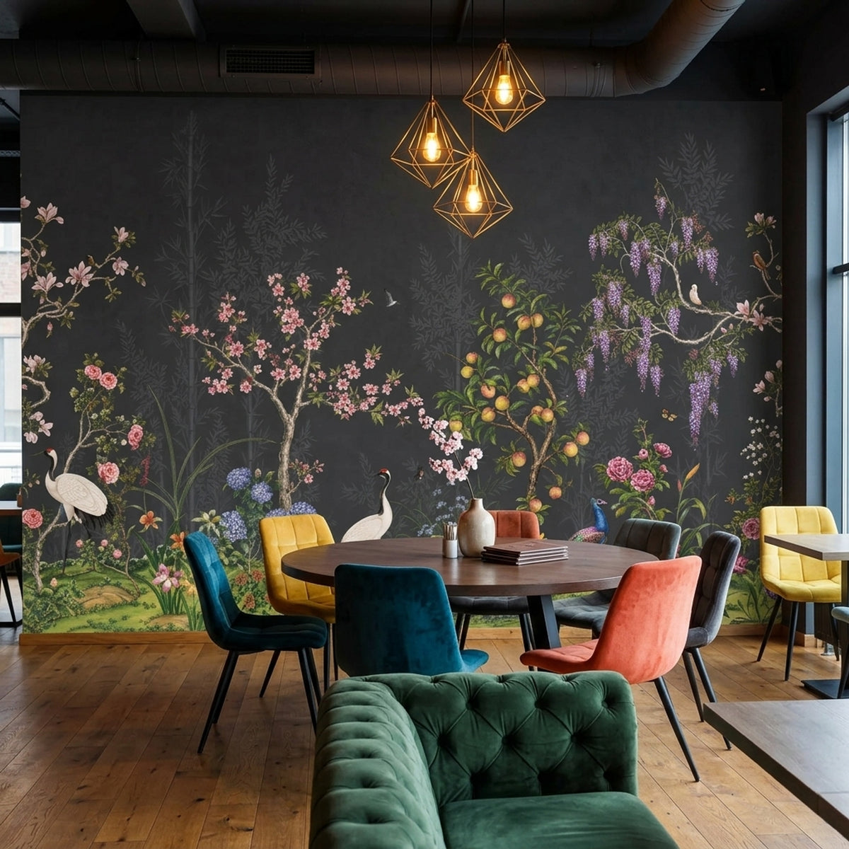 Chinoiserie Wallpaper Floral Garden Removable Traditional Landscape Wall Decor