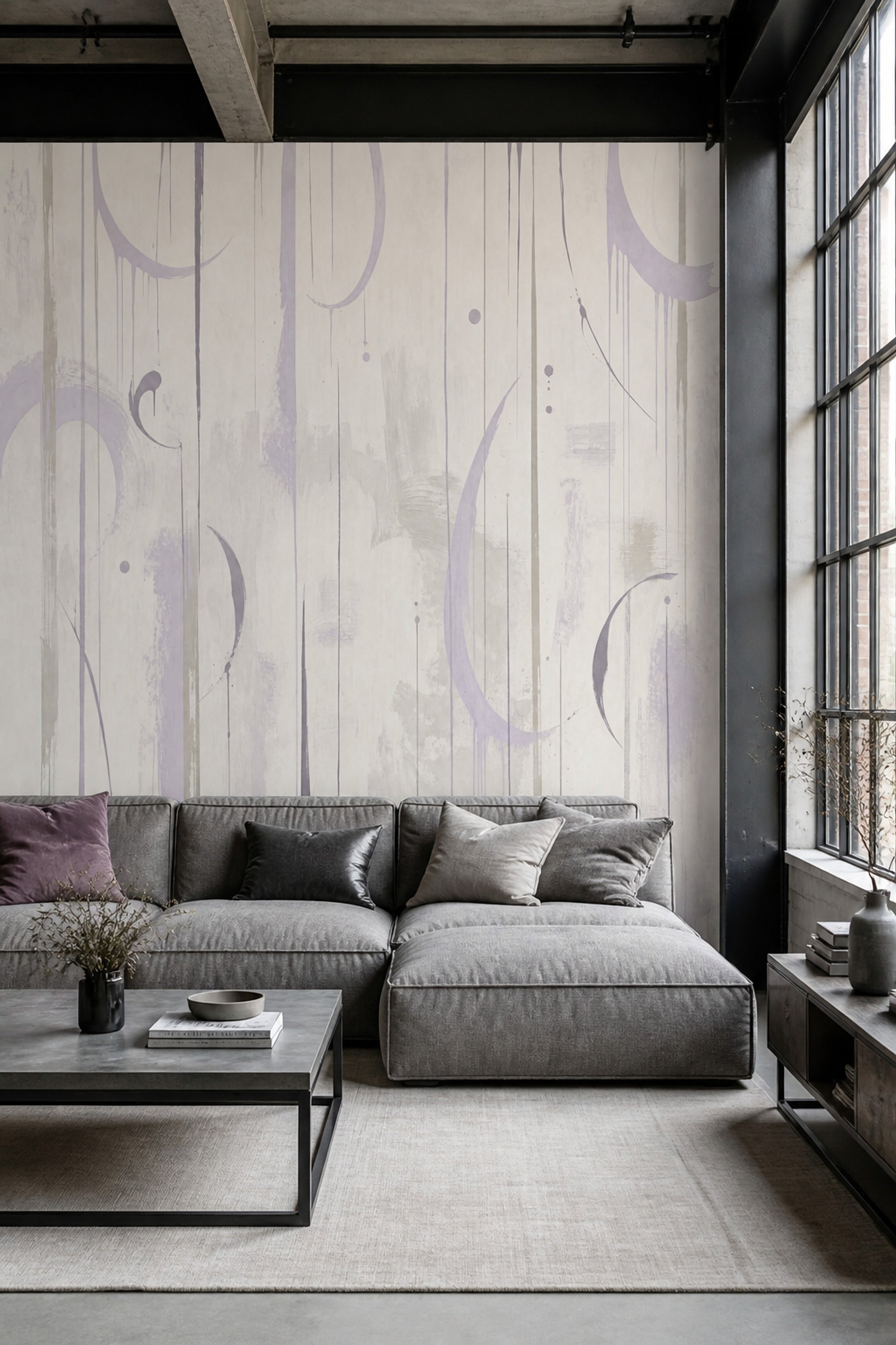 Abstract Wallpaper Brushstrokes Vertical Lines Wall Mural