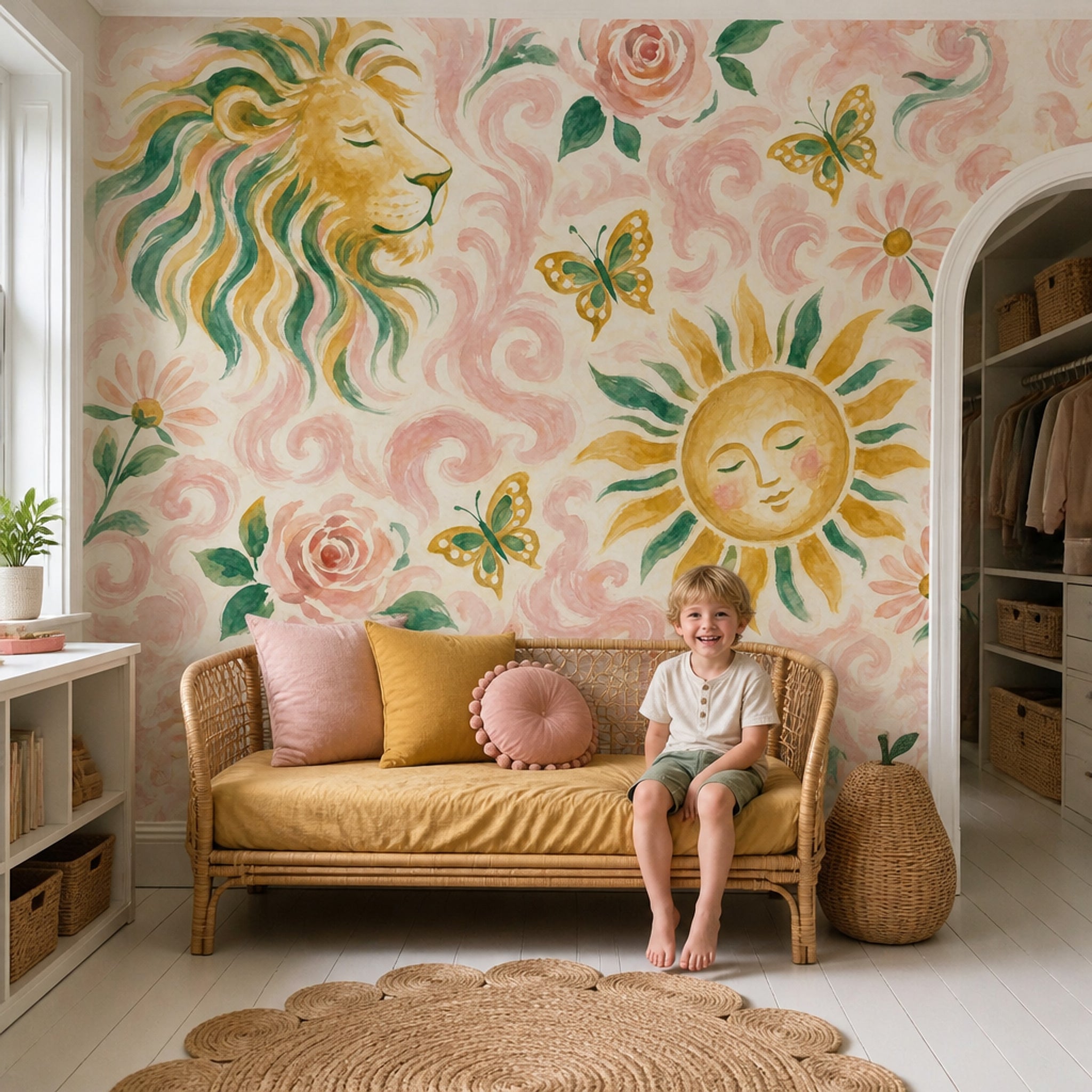 Muted Green Wallpaper Botanical Floral Wall Mural