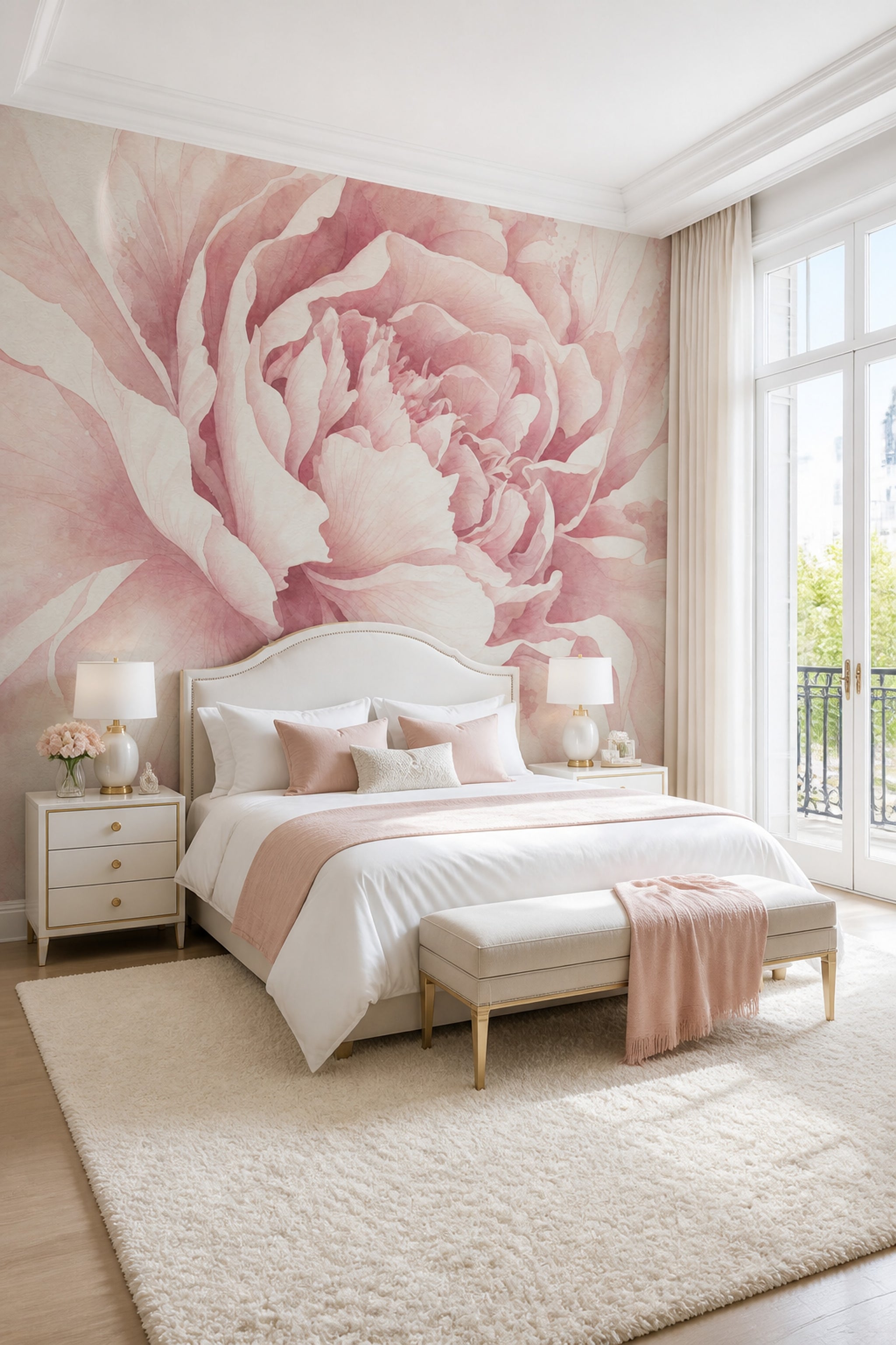 Watercolor Texture Wallpaper Blush Pink Floral Wall Mural