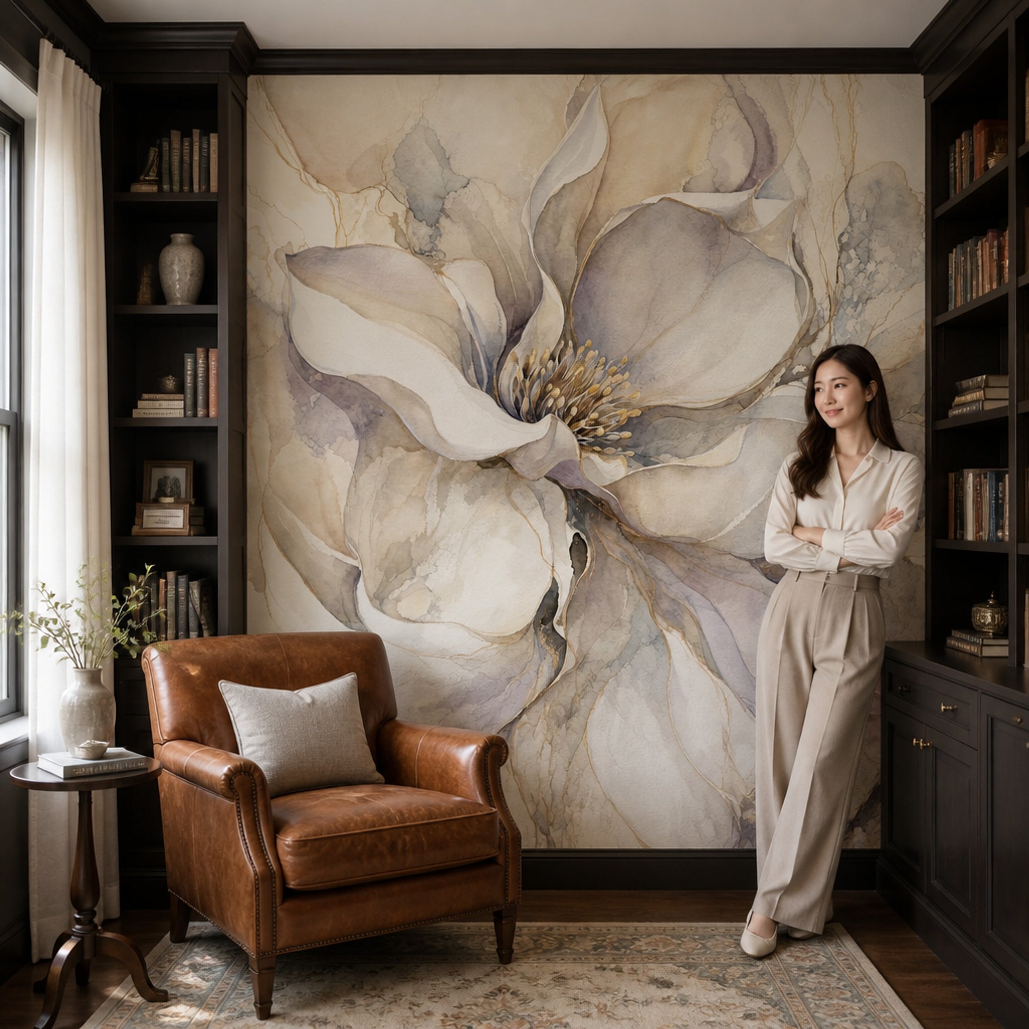 Large Floral Wallpaper Watercolor Flower Abstract Botanical Wall Mural