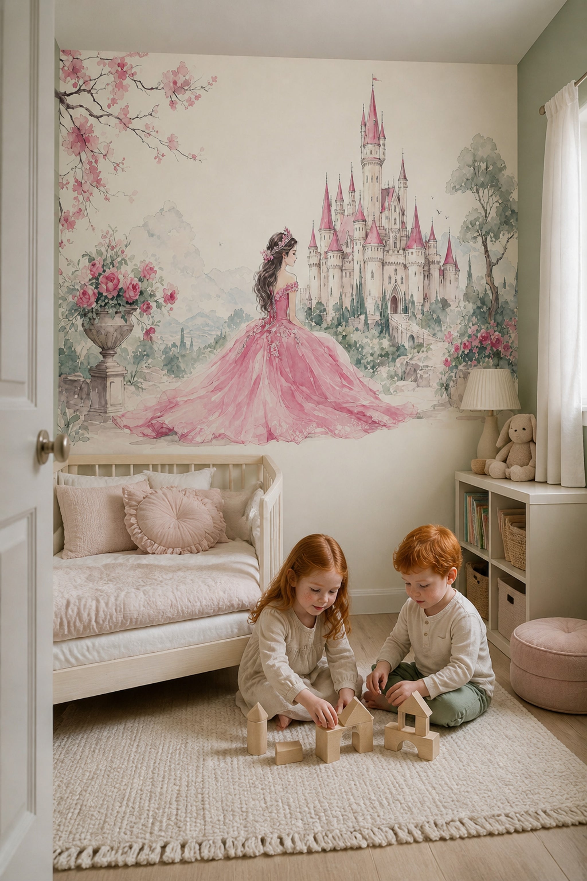 Muted Green Wallpaper Fairy Tale Removable Princess Wall Decor