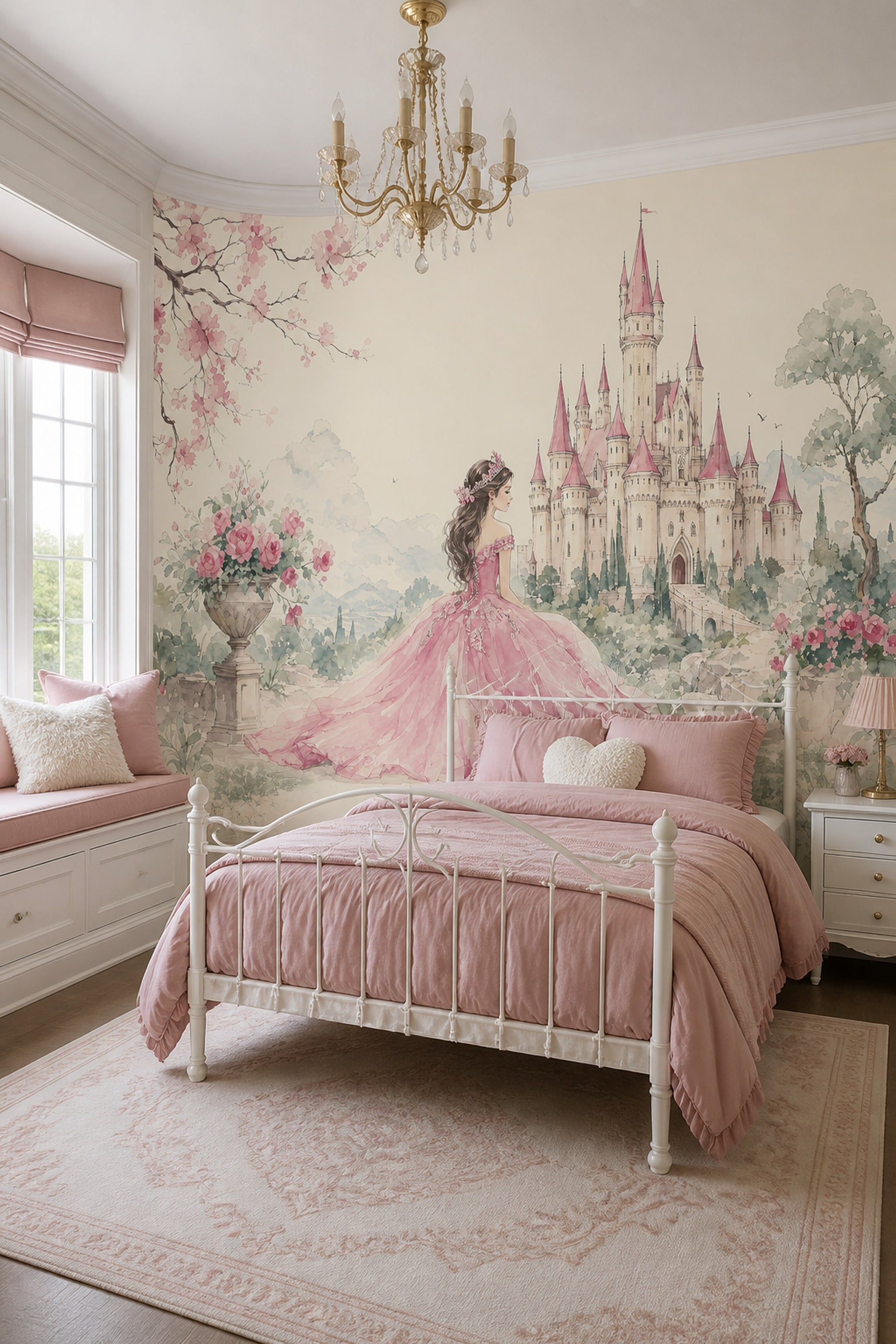 Muted Green Wallpaper Fairy Tale Removable Princess Wall Decor