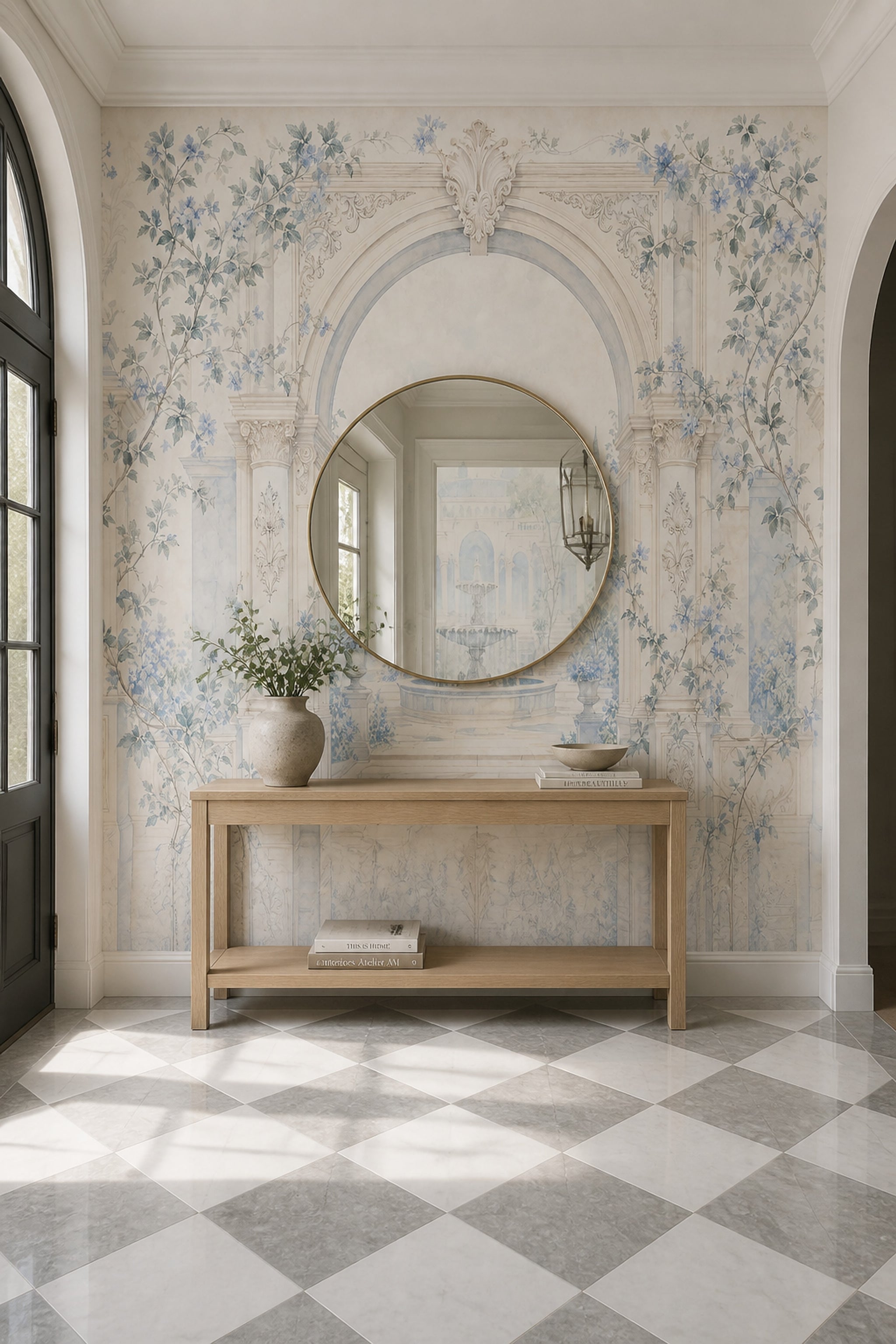 Classical Garden Wallpaper Arched Architecture Fountain Wall Mural