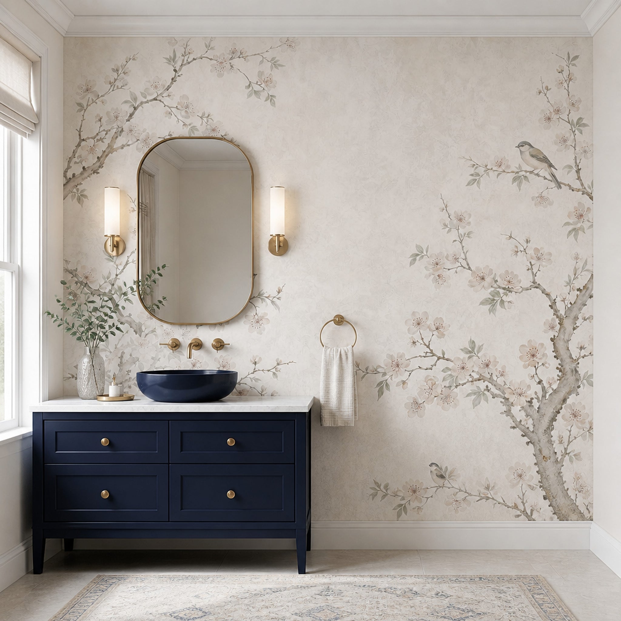 Cherry Blossoms Wallpaper Birds Chinoiserie Wall Mural