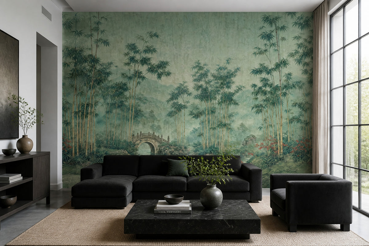 Muted Green Wallpaper Sage Green Removable Chinoiserie Wall Decor