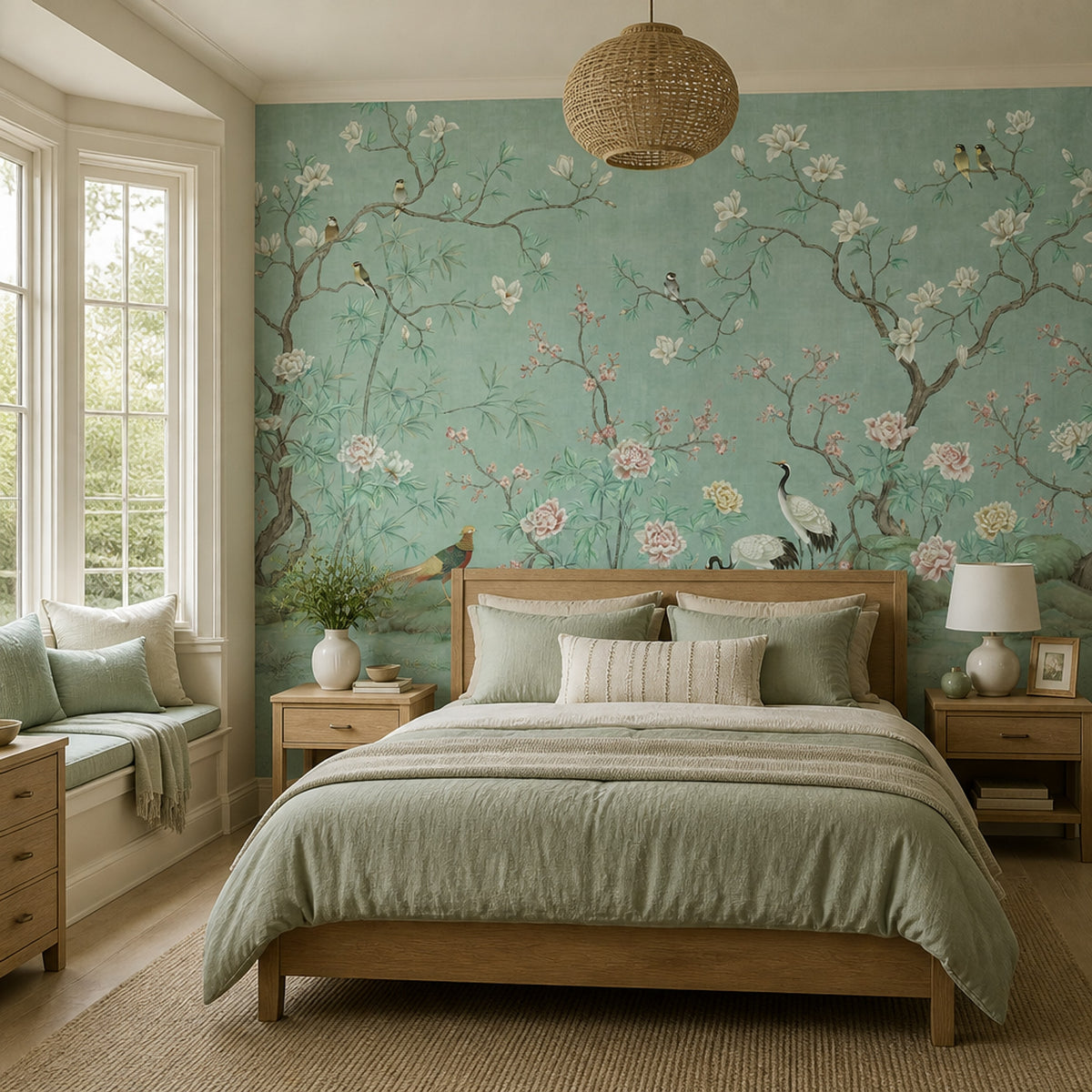 Chinoiserie Wallpaper Floral Garden Removable Wall Decor