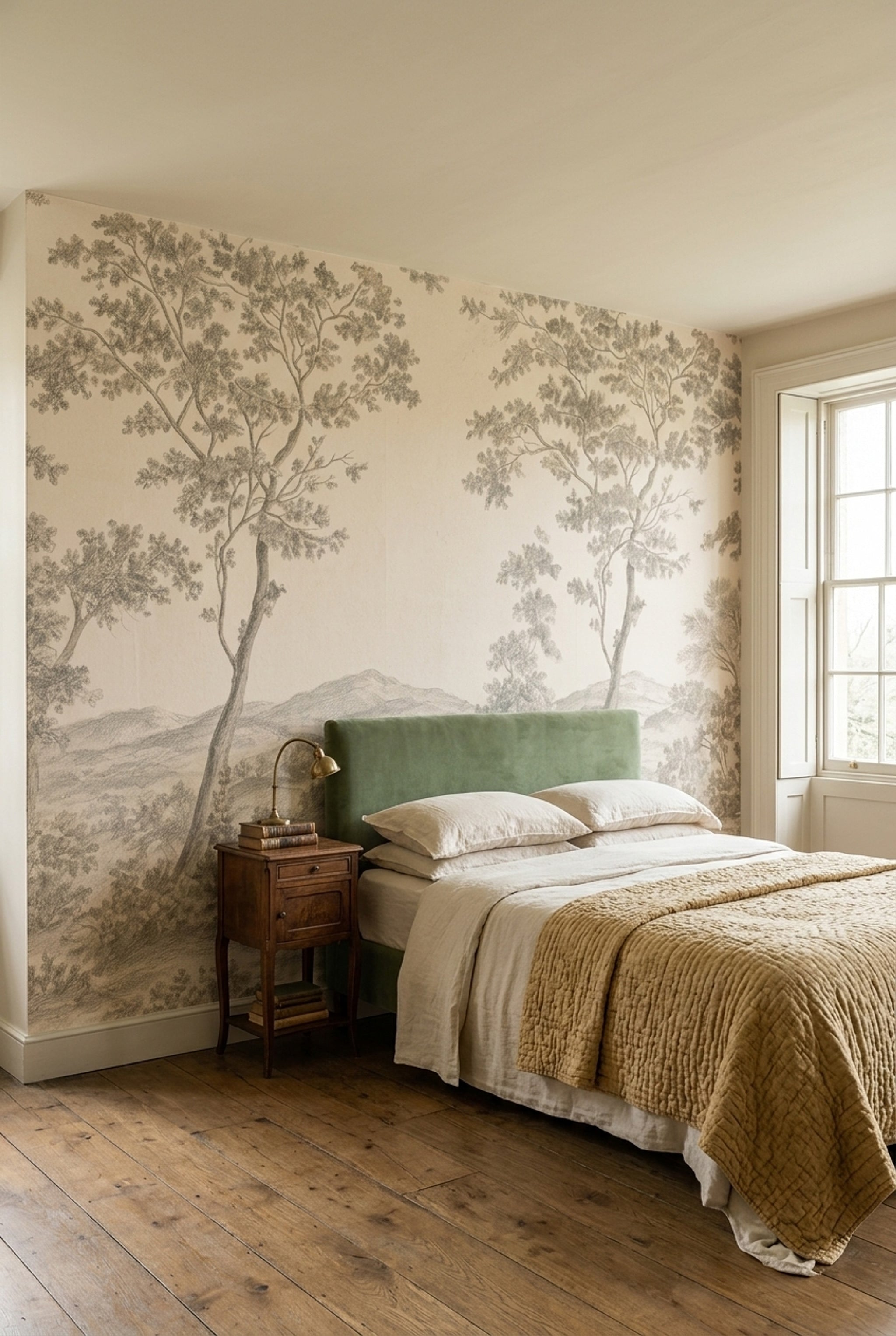 Pastoral Landscape Wallpaper Toile French Country Removable Wall Decor