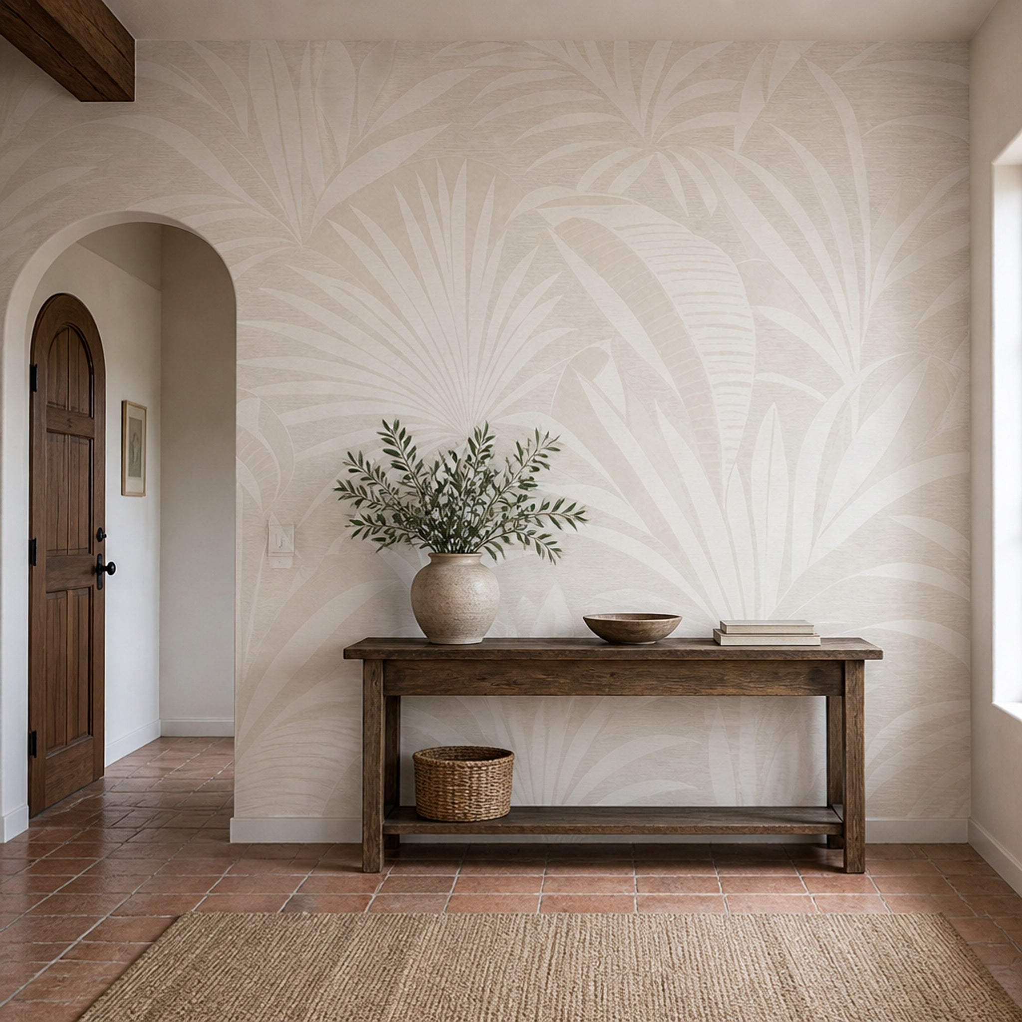 Tropical Leaves Wallpaper Palm Fronds Botanical Removable Wall Decor