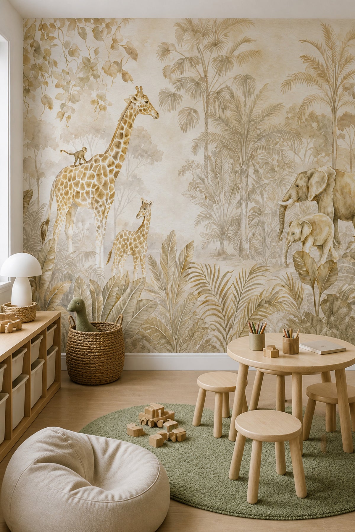 Safari Wallpaper Jungle Watercolor Wall Mural