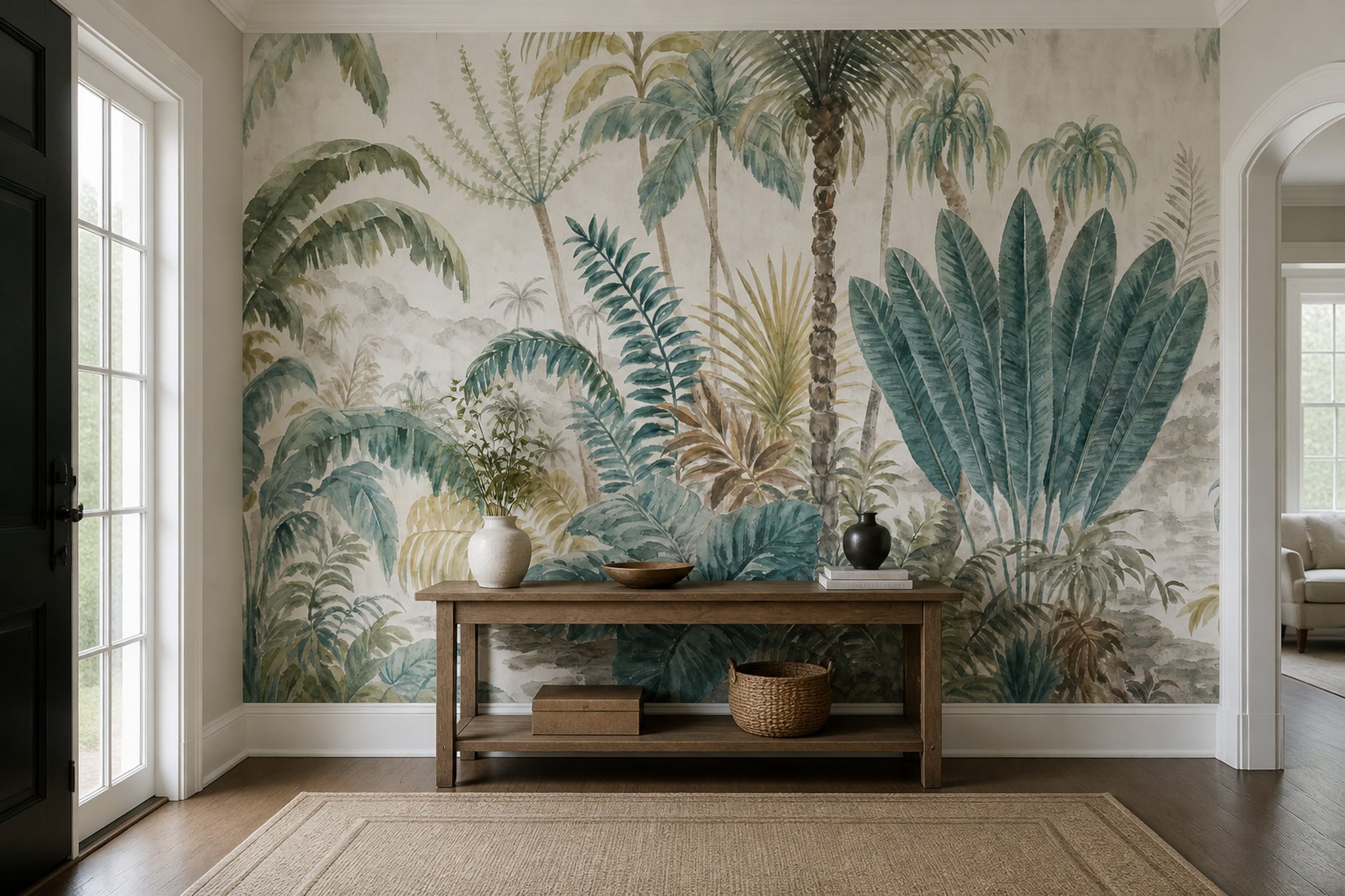 Tropical Wallpaper Botanical Removable Palm Trees Wall Decor