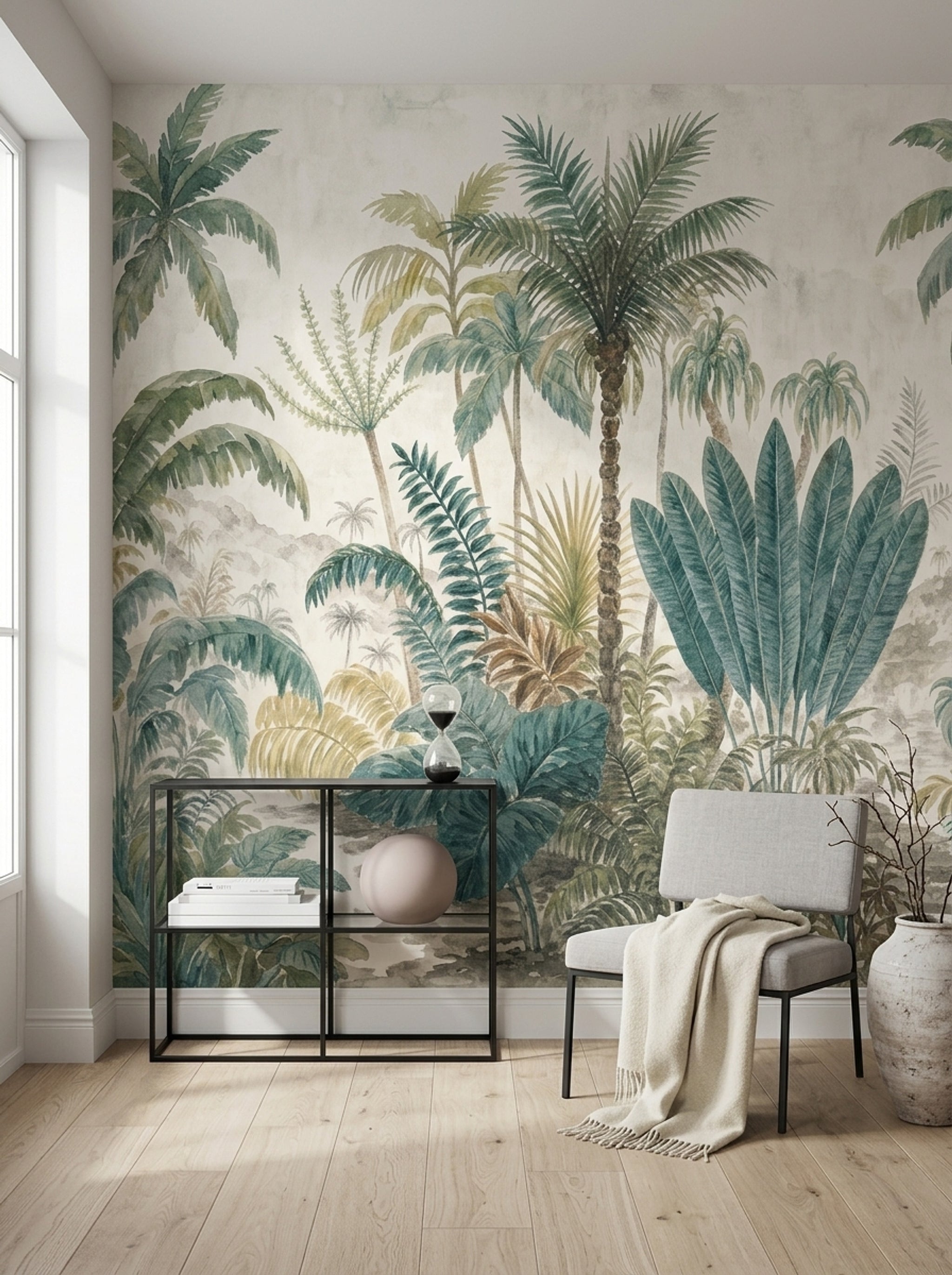 Tropical Wallpaper Botanical Removable Palm Trees Wall Decor