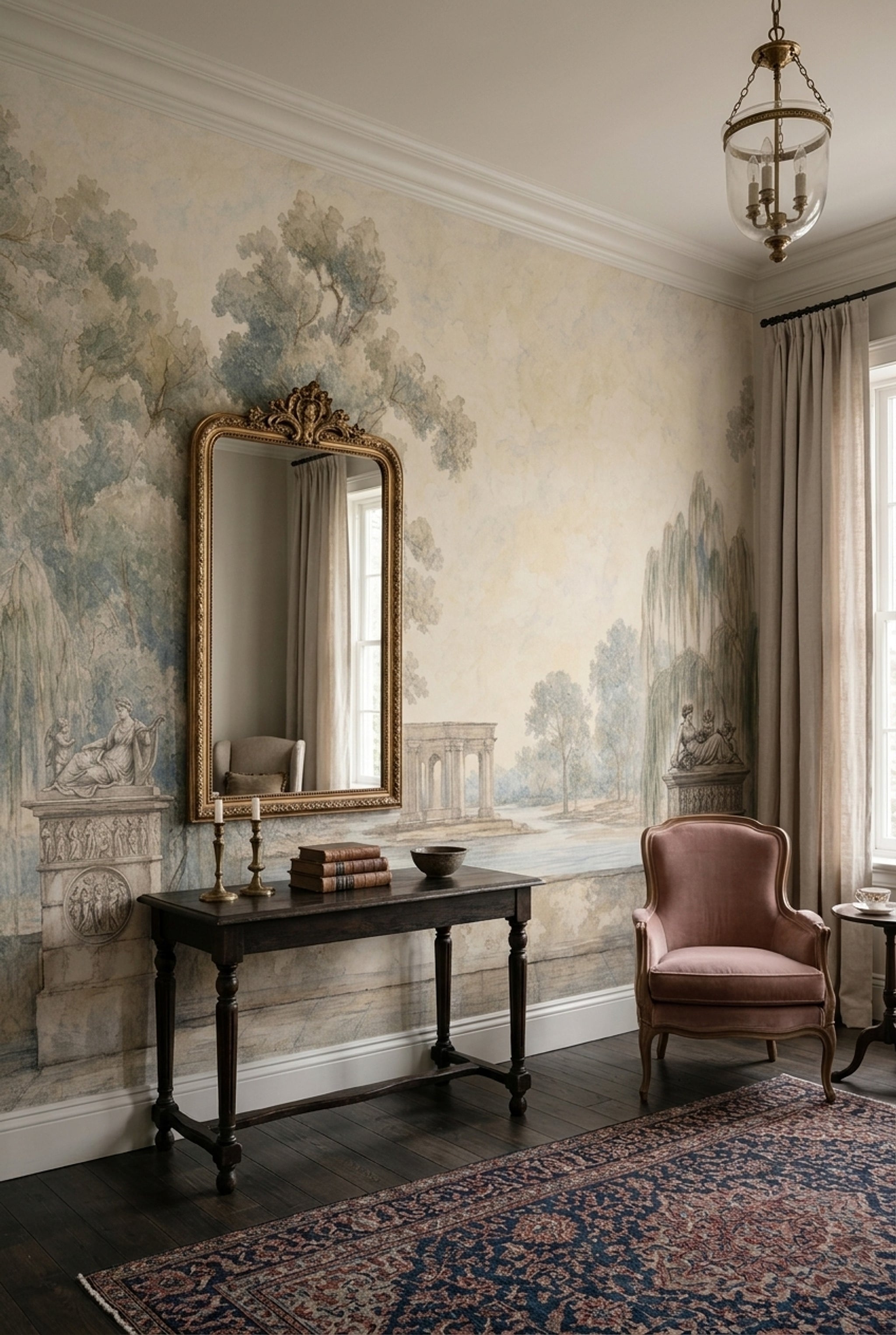 Stone Wall Wallpaper Classical Ruins Removable Pastoral Garden Wall Decor