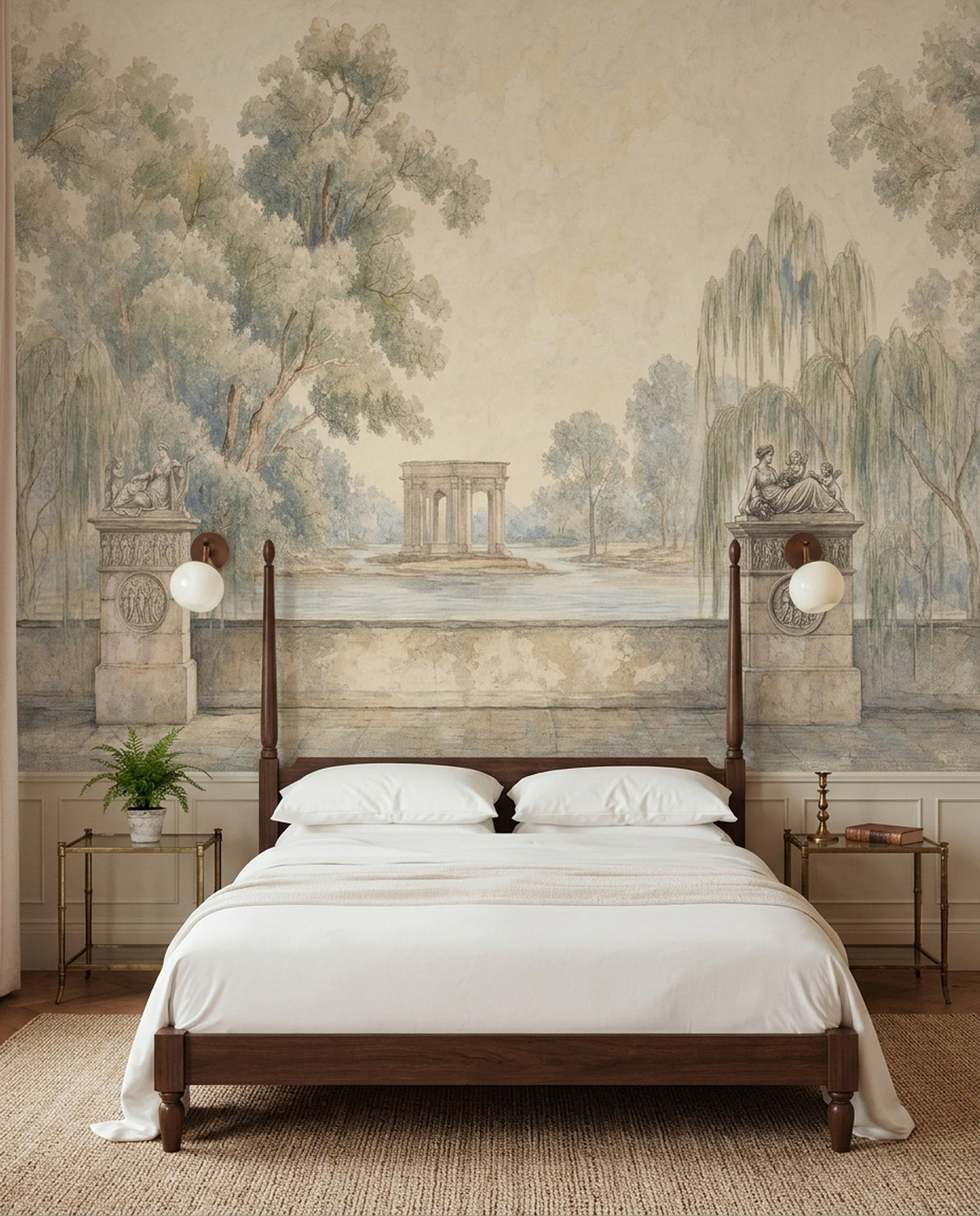 Stone Wall Wallpaper Classical Ruins Removable Pastoral Garden Wall Decor