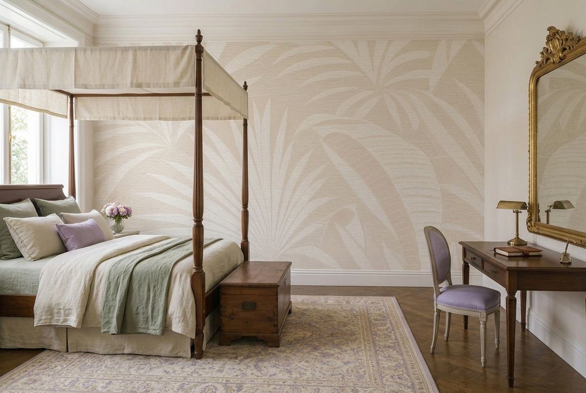 Tropical Leaves Wallpaper Palm Fronds Botanical Removable Wall Decor