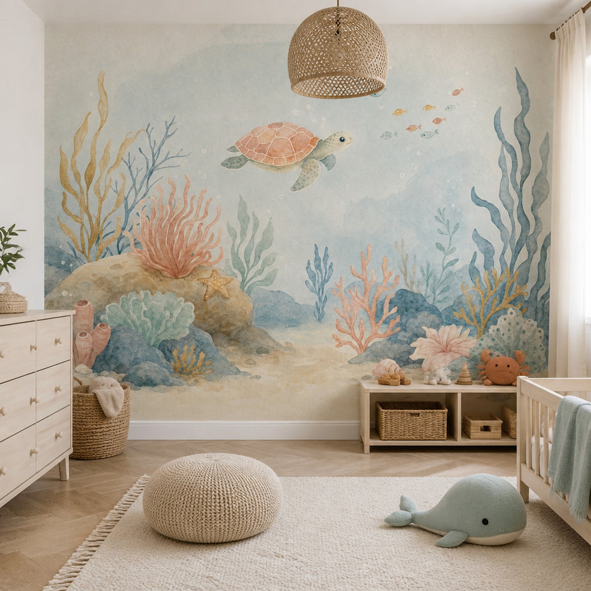 Sea Turtle Wallpaper Underwater Coral Reef Removable Wall Decor