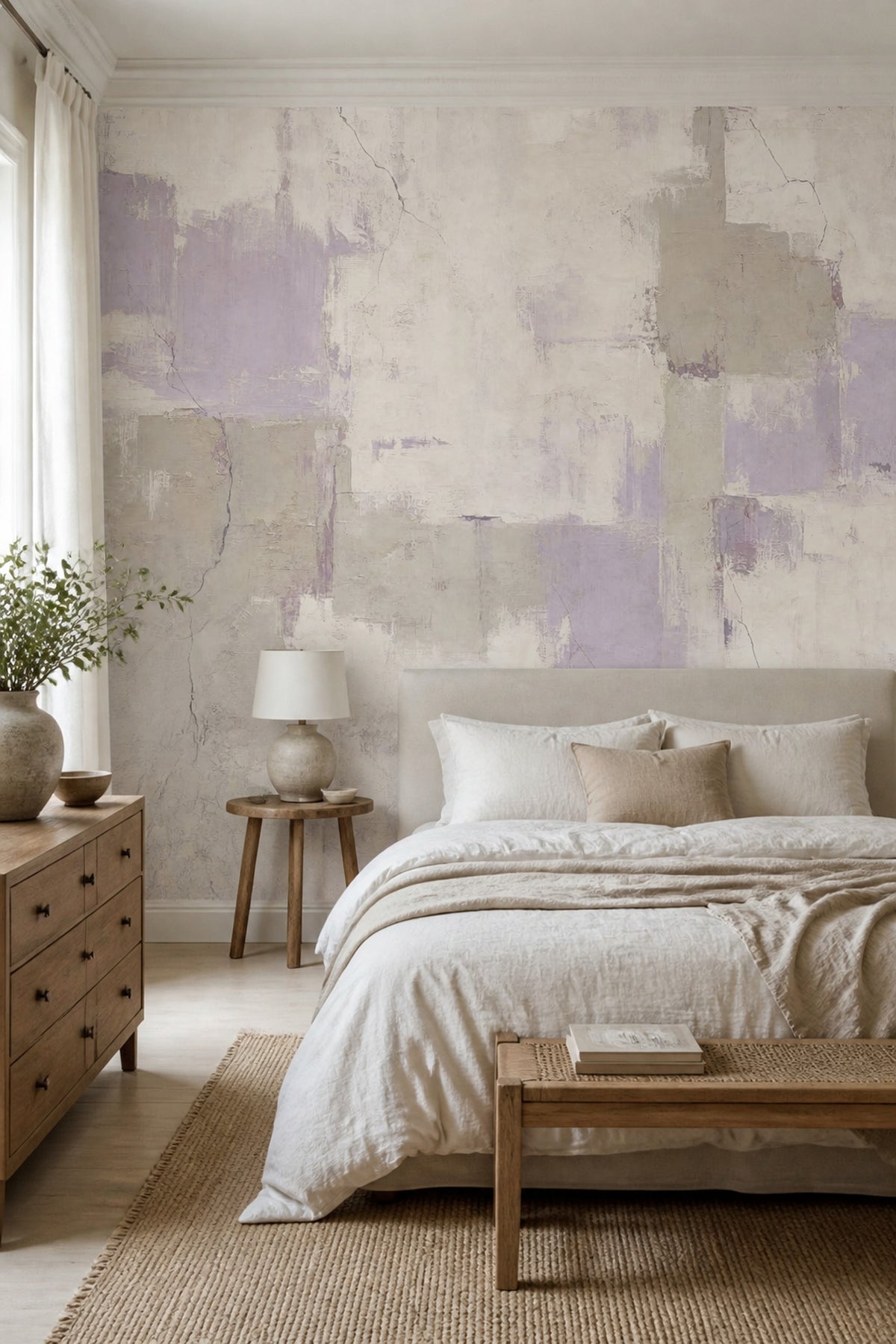 Textured Wallpaper Plaster Geometric Blocks Removable Wall Decor