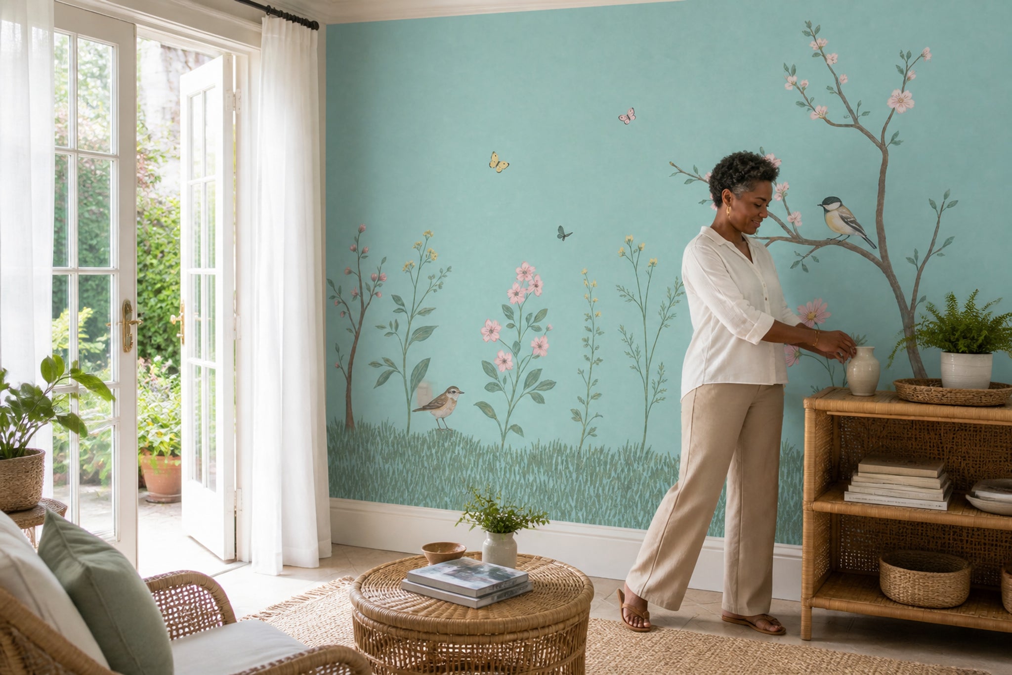 Chinoiserie Inspired Wallpaper Botanical Garden Wall Mural