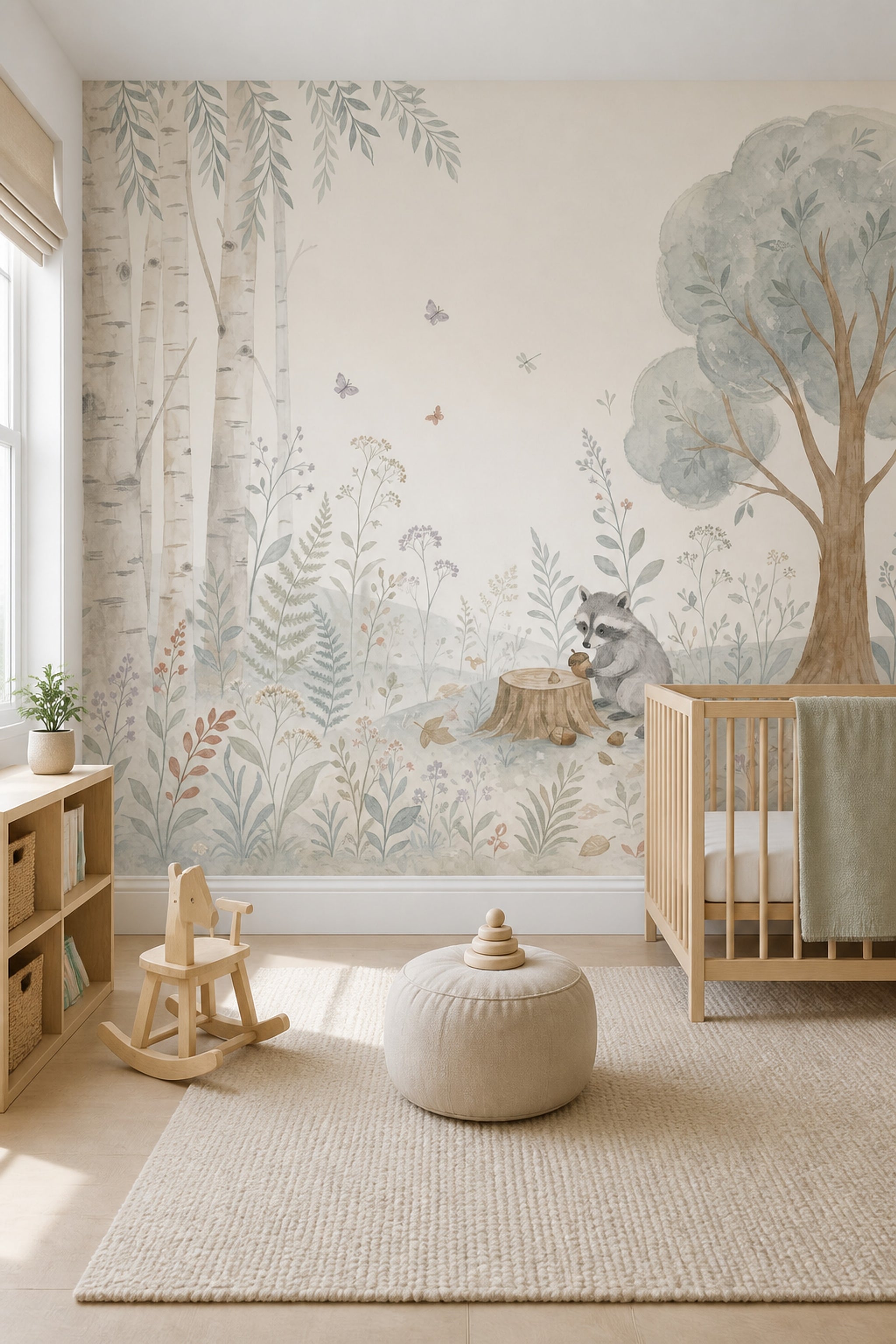 Birch Trees Wallpaper Woodland Watercolor Removable Wall Decor