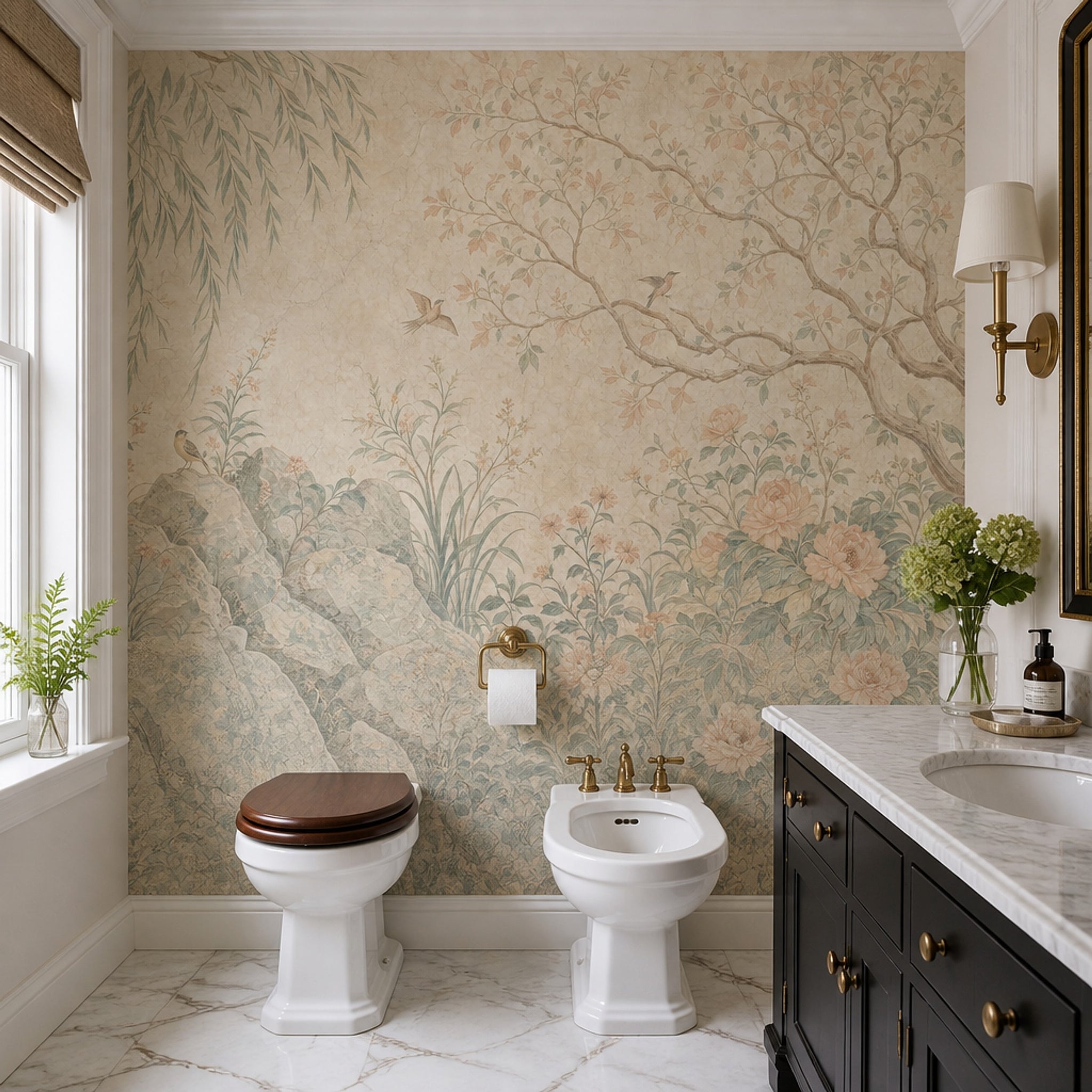 Chinoiserie Wallpaper Botanical Floral Removable Wall Decor